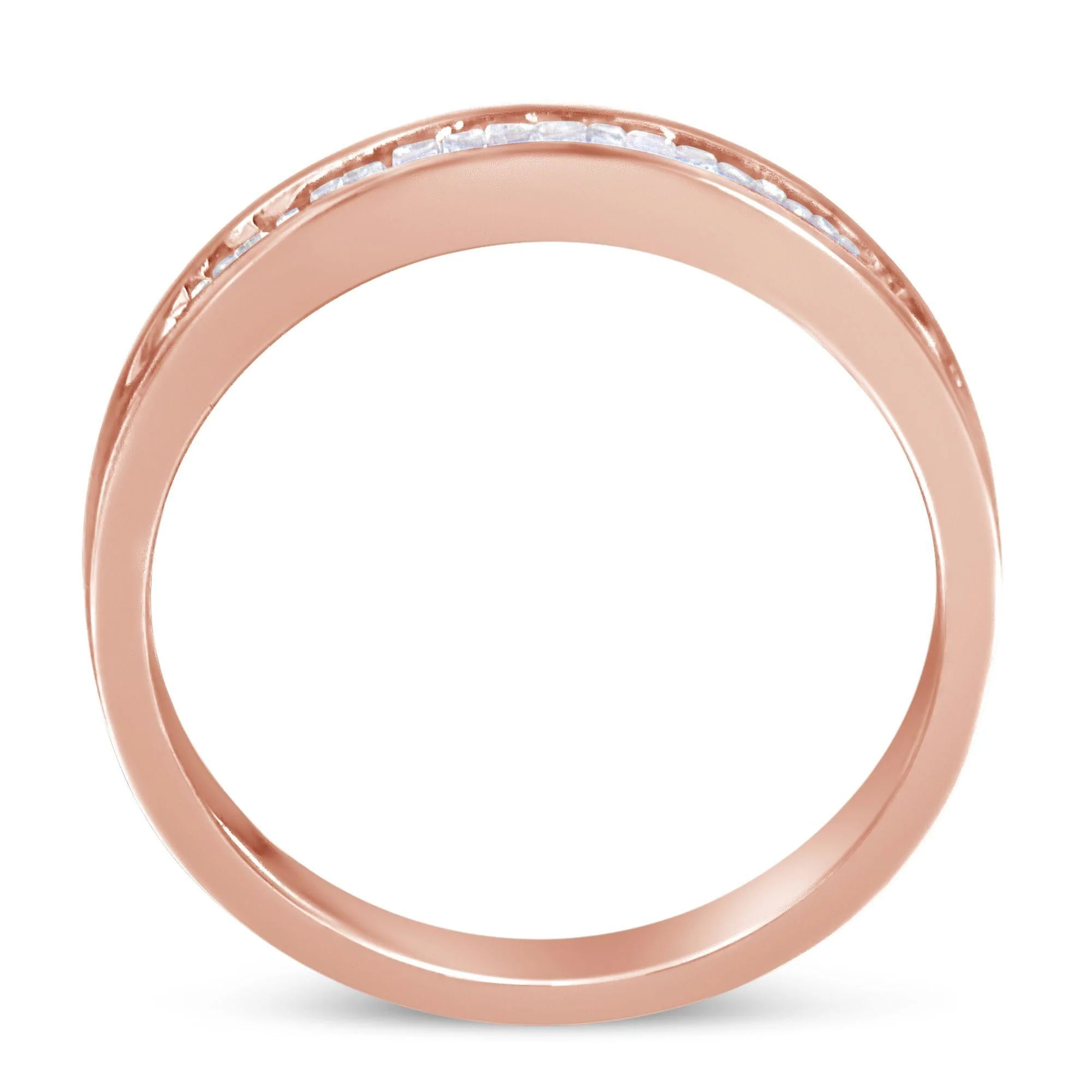 10K Rose Gold over .925 Sterling Silver 1/5 Cttw Diamond Channel-Set Stackable Band Ring (H-I Color, I1-I2 Clarity) - Image 2