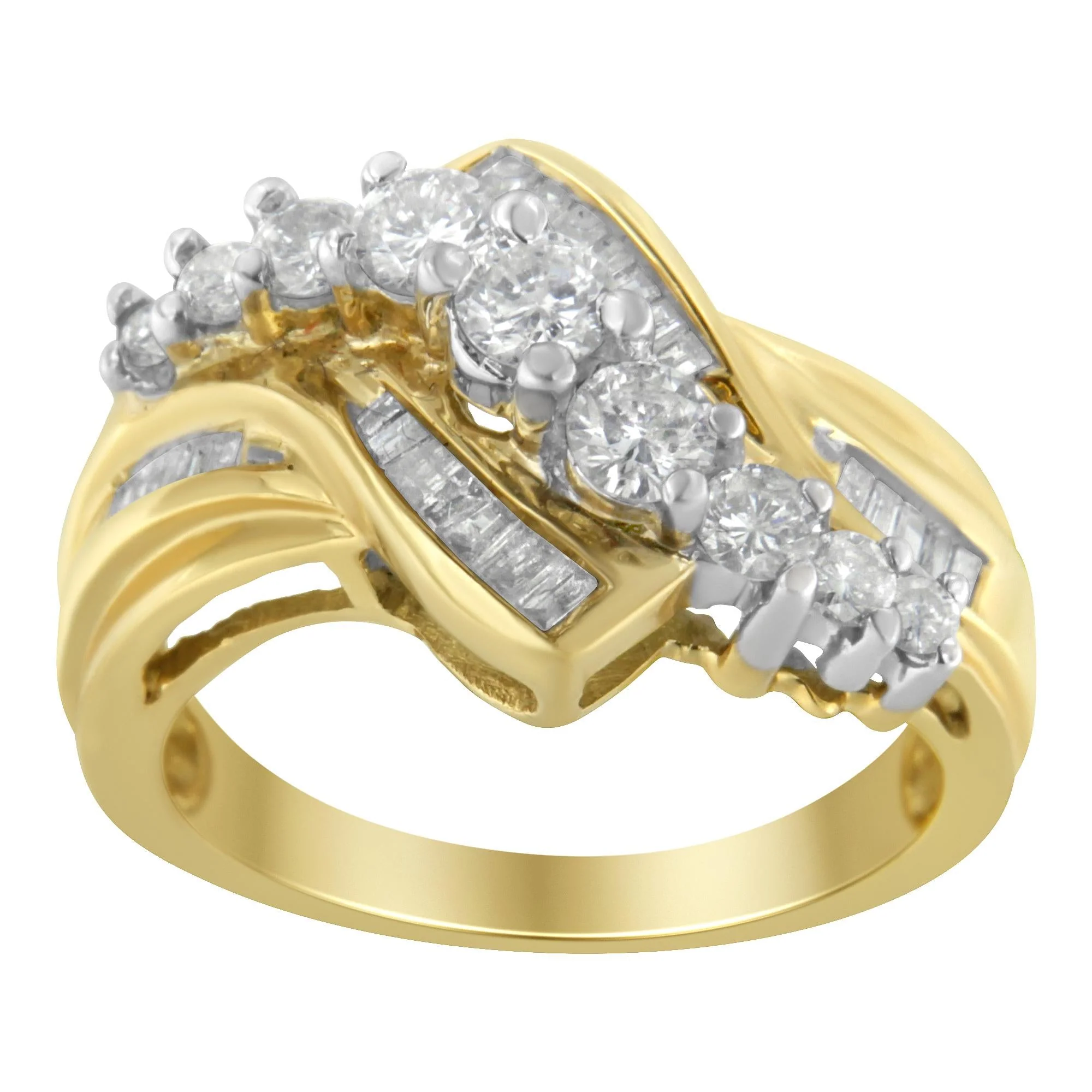 10K Two-Toned Diamond Bypass Ring (1 Cttw, H-I Color, SI2-I1 Clarity) - Image 2