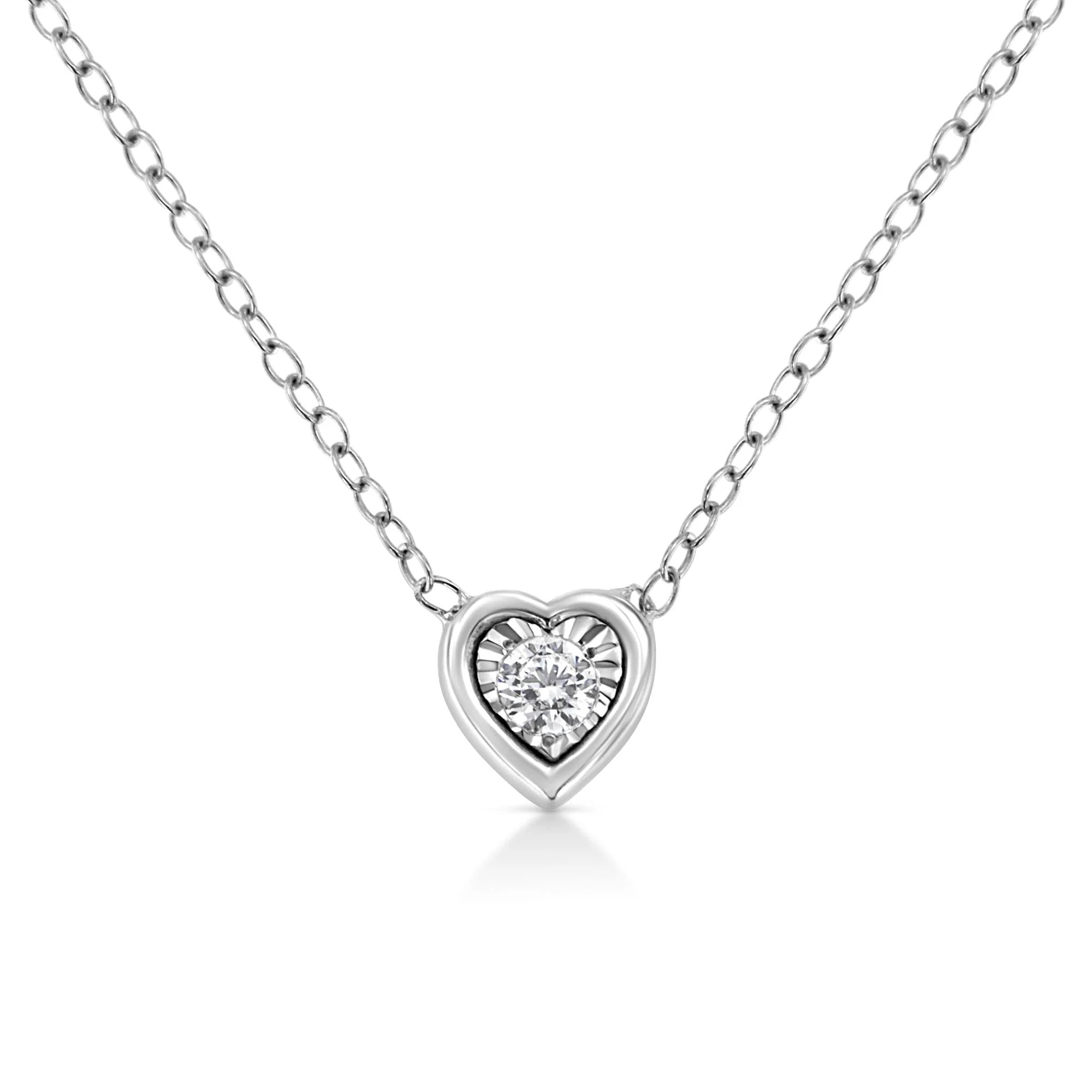 10K White Gold 1/10 Cttw Miracle Set Round-Cut Diamond 18" Pendant Necklace - Choice of Shape - Image 6