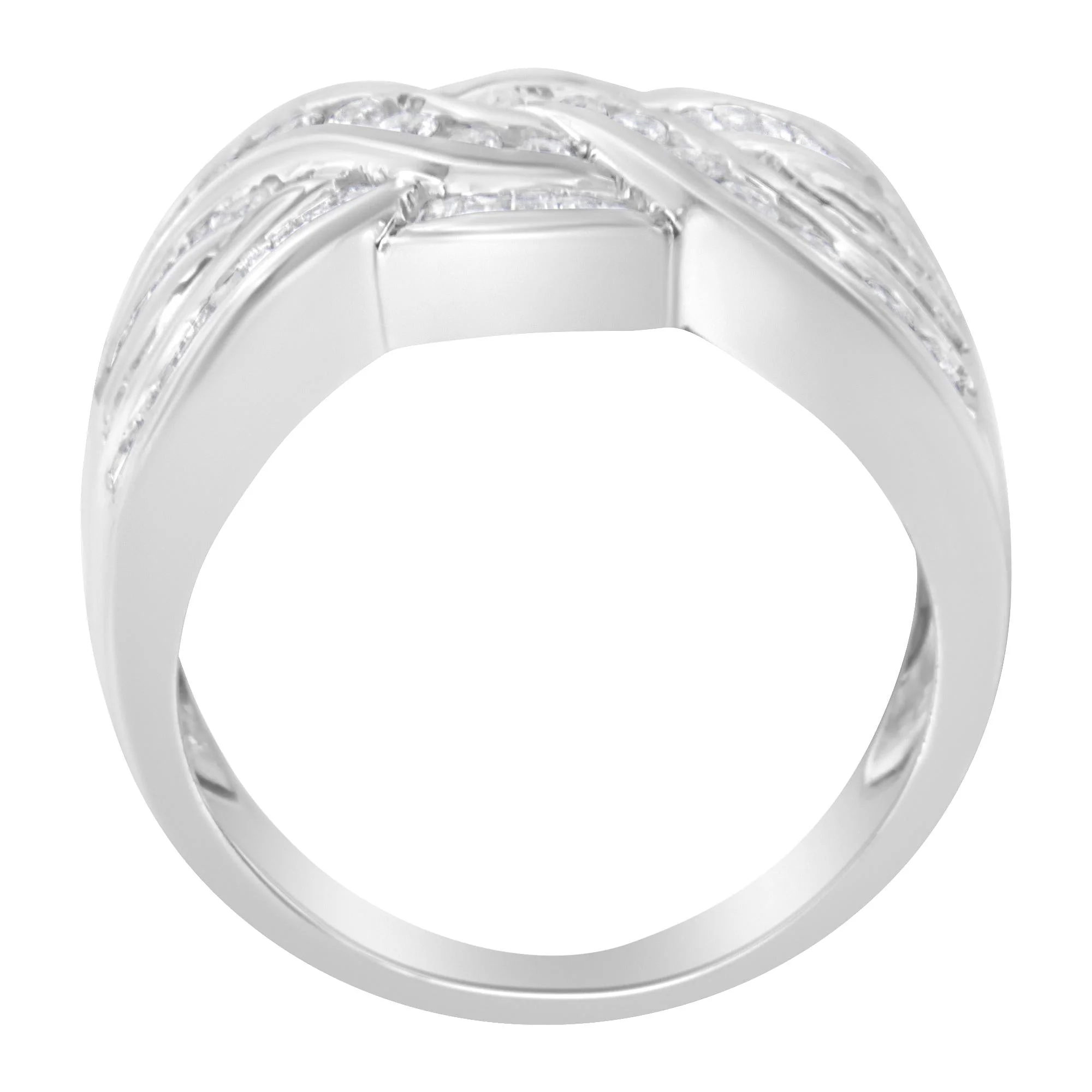 10K White Gold Diamond Bypass Ring (1 Cttw, H-I Color, I1-I2 Clarity) - Image 5