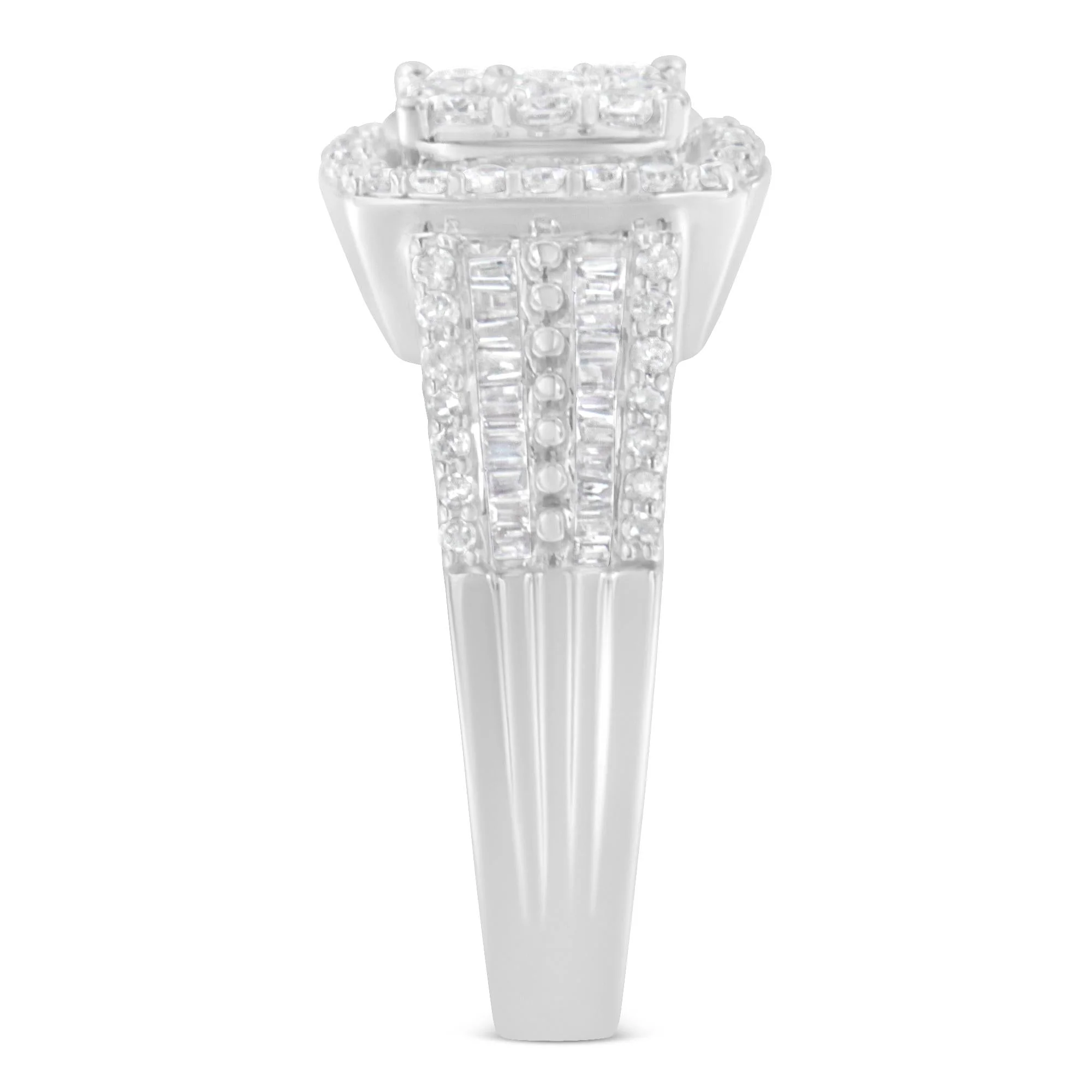 10K White Gold Diamond Cluster Ring (1 Cttw, H-I Color, I1-I2 Clarity) - Image 6