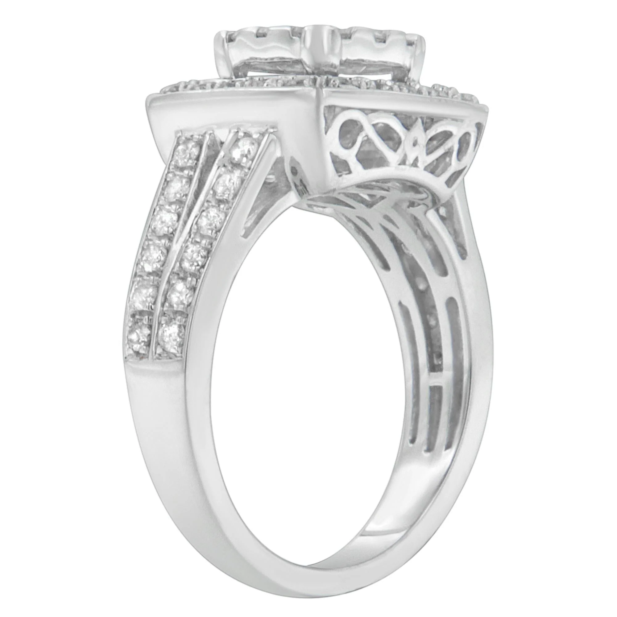 10K White Gold Diamond Cluster Ring (1 Cttw, H-I Color, SI2-I1 Clarity) - Image 5