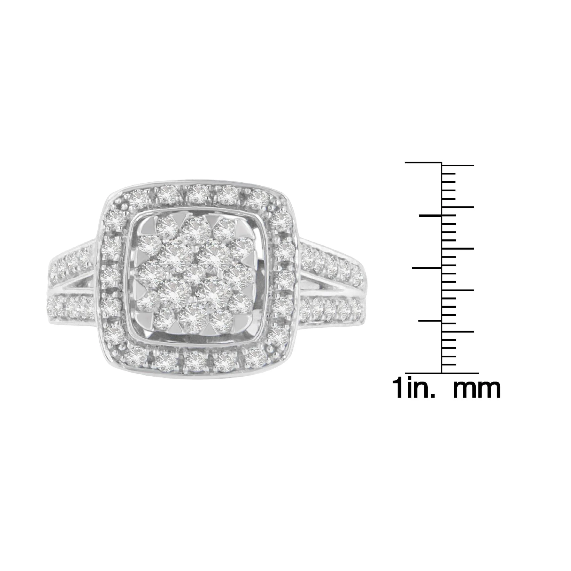 10K White Gold Diamond Cluster Ring (1 Cttw, H-I Color, SI2-I1 Clarity) - Image 6