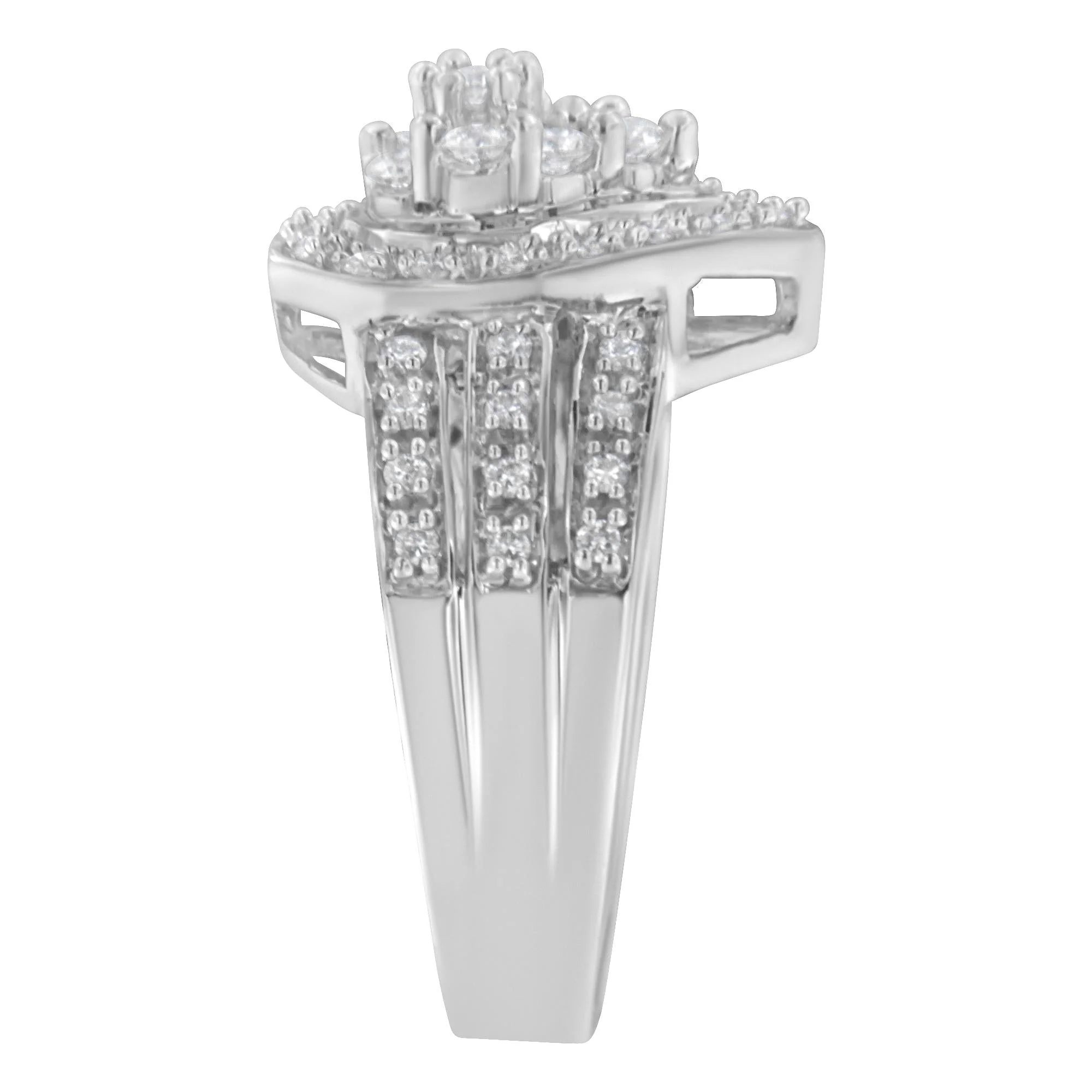 10K White Gold Diamond Cocktail Teardrop Ring (1/2 Cttw, H-I Color, SI2-I1 Clarity) - Image 6