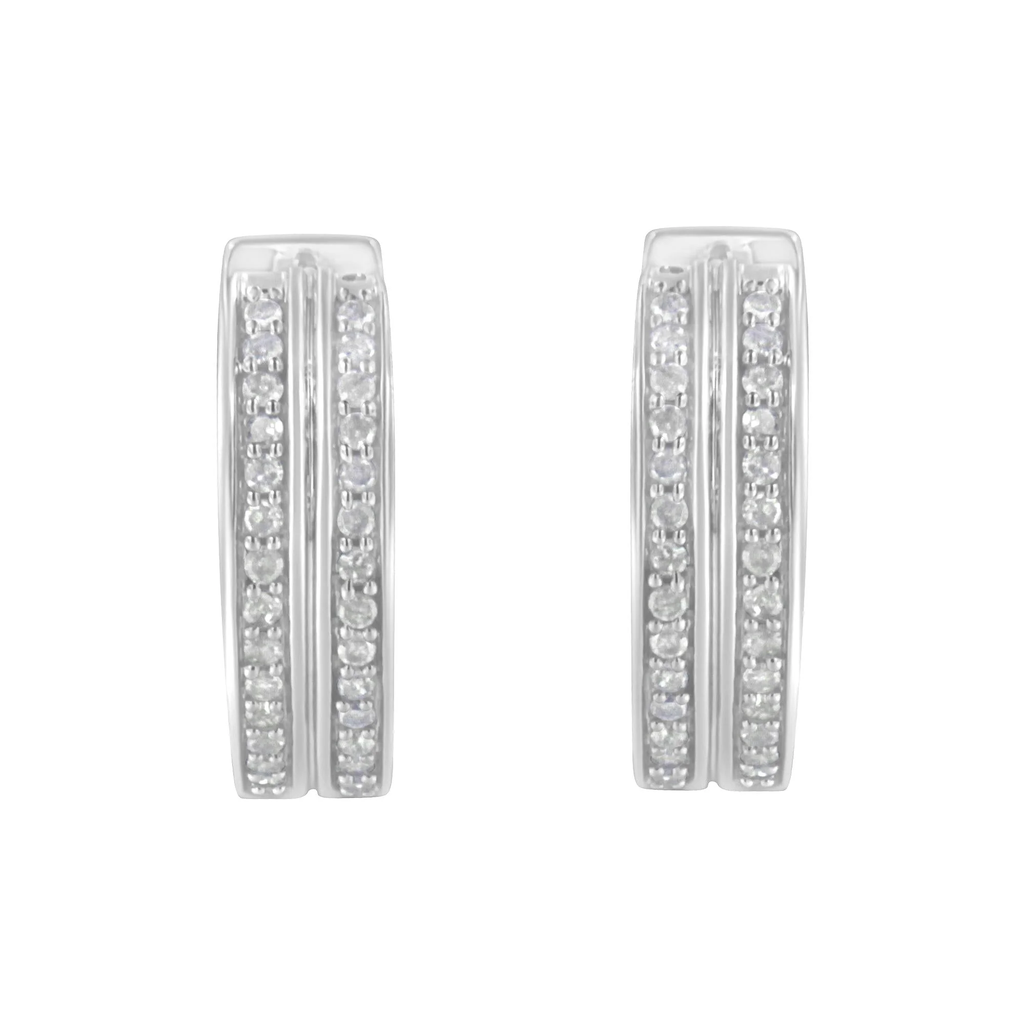 10K White Gold Diamond Hoop Earring (1/2 cttw, I-J Color, I2-I3 Clarity) - Image 4