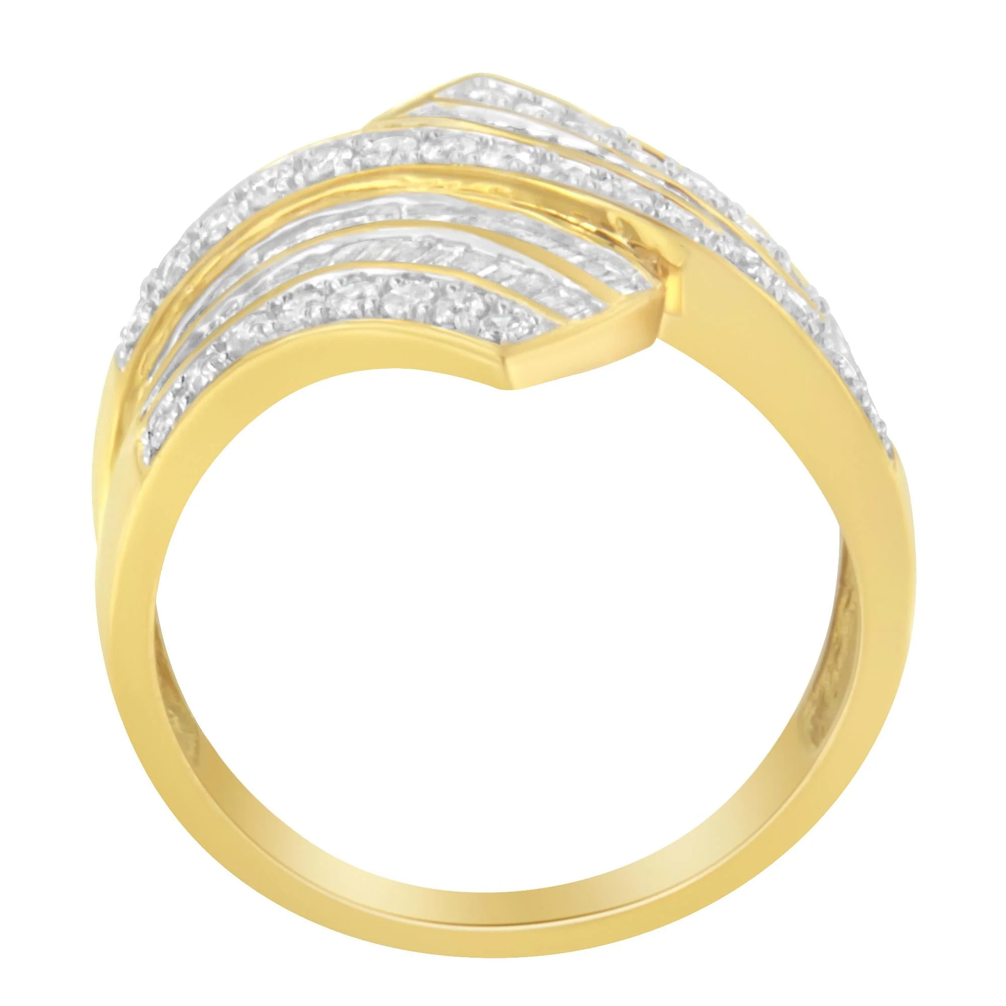 10K Yellow Gold Diamond Bypass Ring (1 1/7 Cttw, I-J Color, I1-I2 Clarity) - Image 2