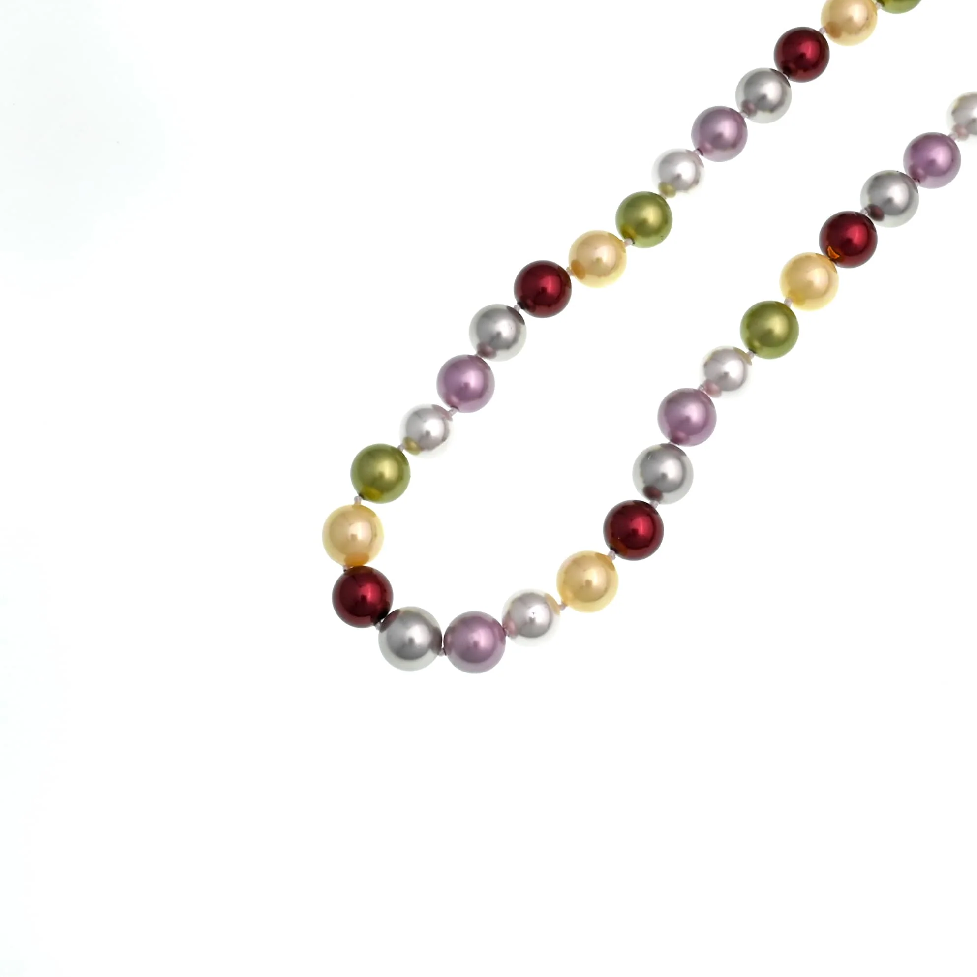 10MM Multi Color Cultured Pearl Necklace with Sterling Silver Clasp - Image 3