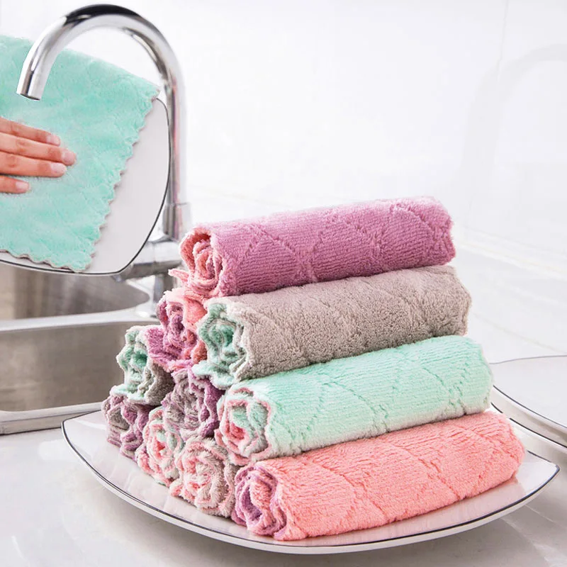 10pcs Microfiber Dish Cloths Multi Purpose Dishwashing Towels For Tableware Double Sided Cleaning Rags Kitchen Accessories - Image 7