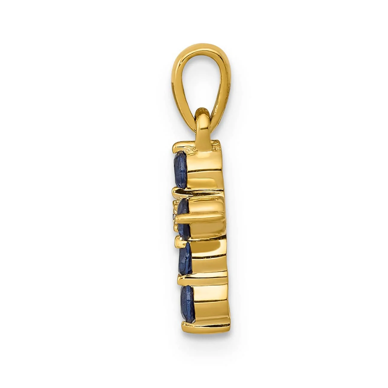 14k Gold Natural Blue Sapphire and Diamond Cross Pendant Jewelry Gift for Women - Image 3