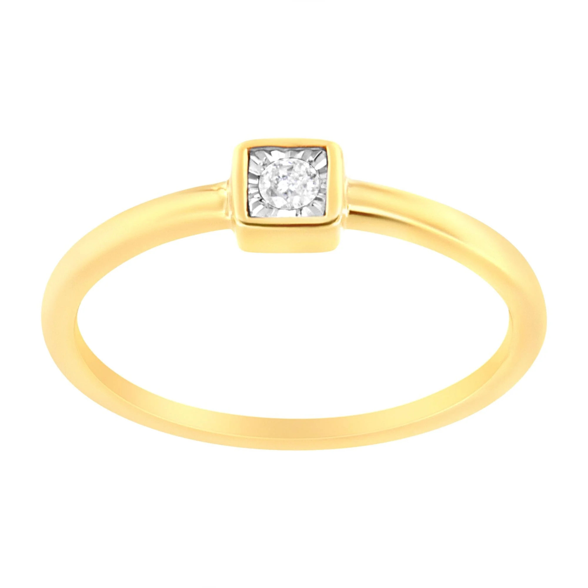 14K Yellow Gold Plated .925 Sterling Silver 1/20 cttw Miracle Set Diamond Promise Ring (J-K Color, I1-I2 Clarity) - Image 2