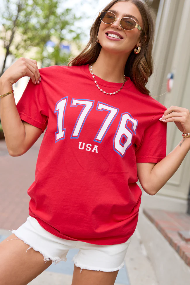 1776 Block USA Red Graphic Tee - Image 2