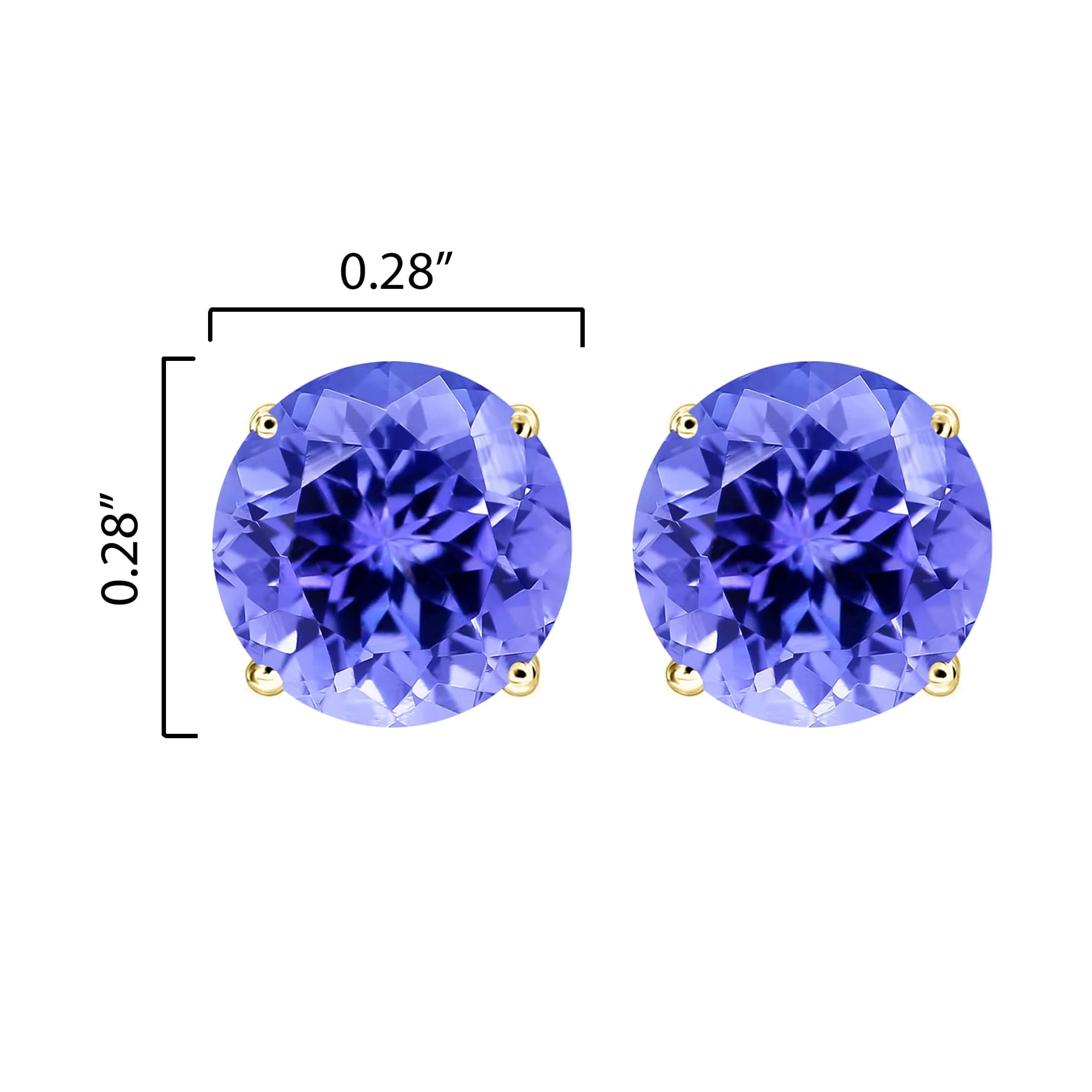 18K Gold Over Sterling Silver 2.30CT Natural Tanzanite Stud Earrings - Image 3