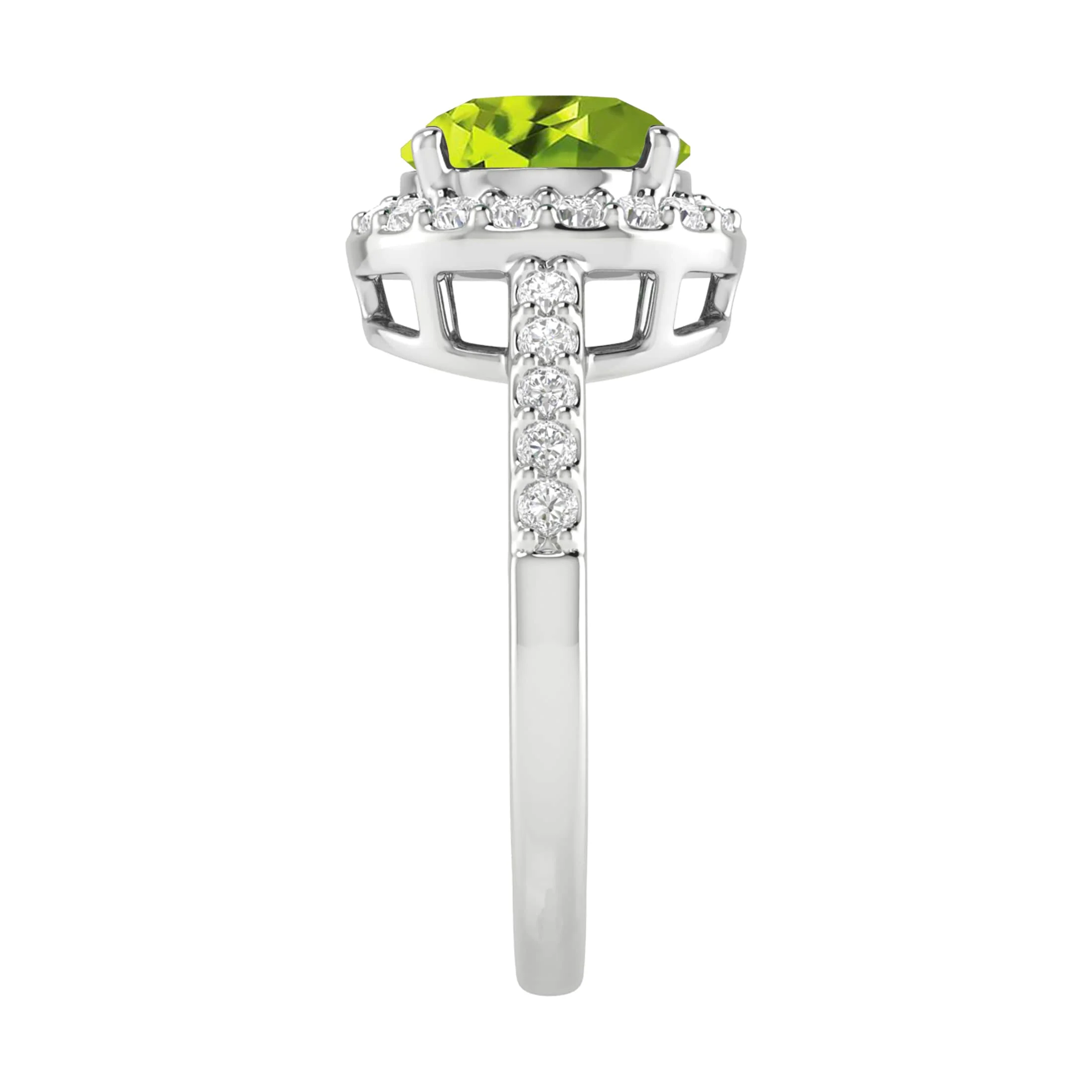 2.65CT Natural Peridot and White Topaz Sterling Silver Halo Ring - Image 3