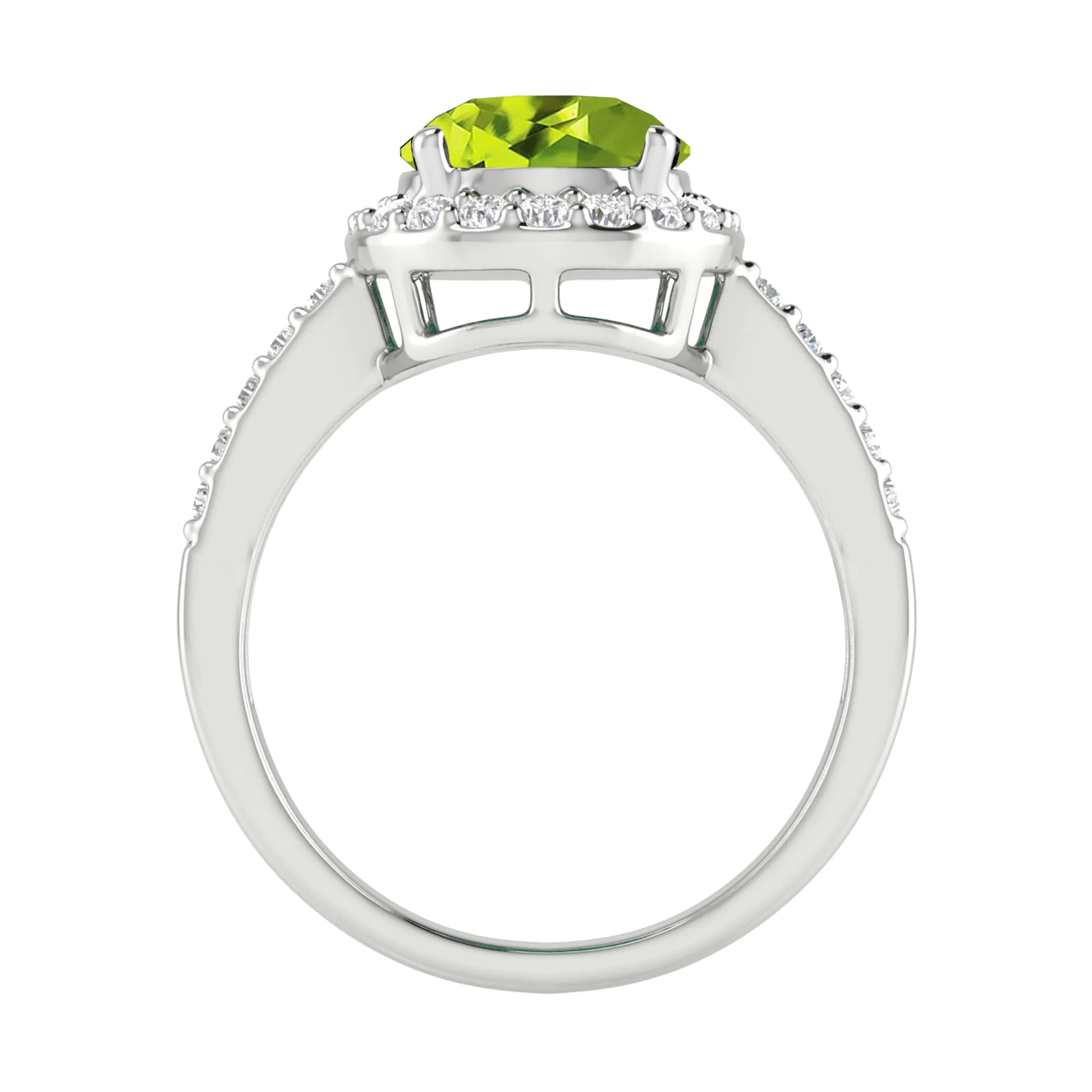 2.65CT Natural Peridot and White Topaz Sterling Silver Halo Ring - Image 40