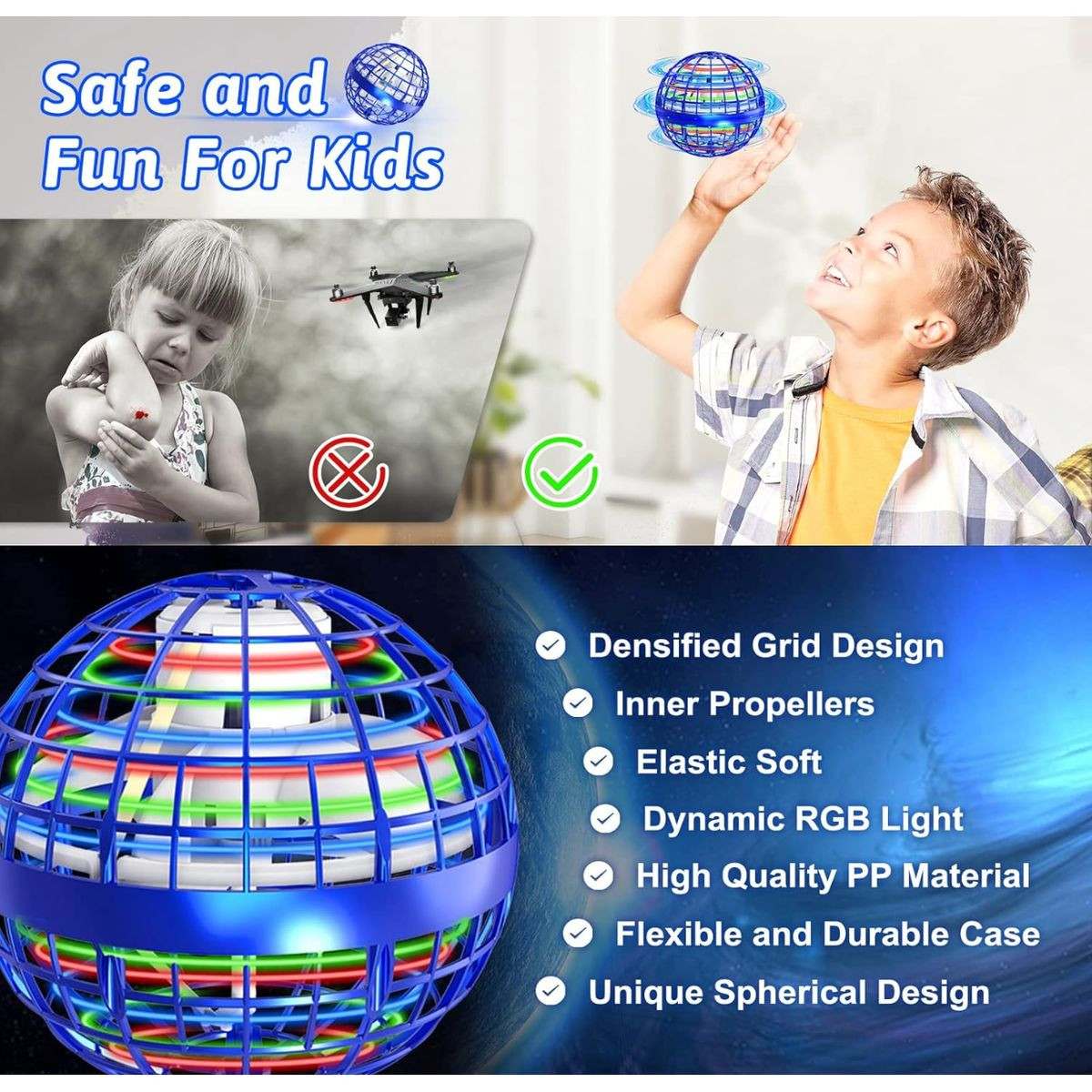 2 Pack LED Flying Orb Balls, Hover Spinner Toys for Kids - Image 7