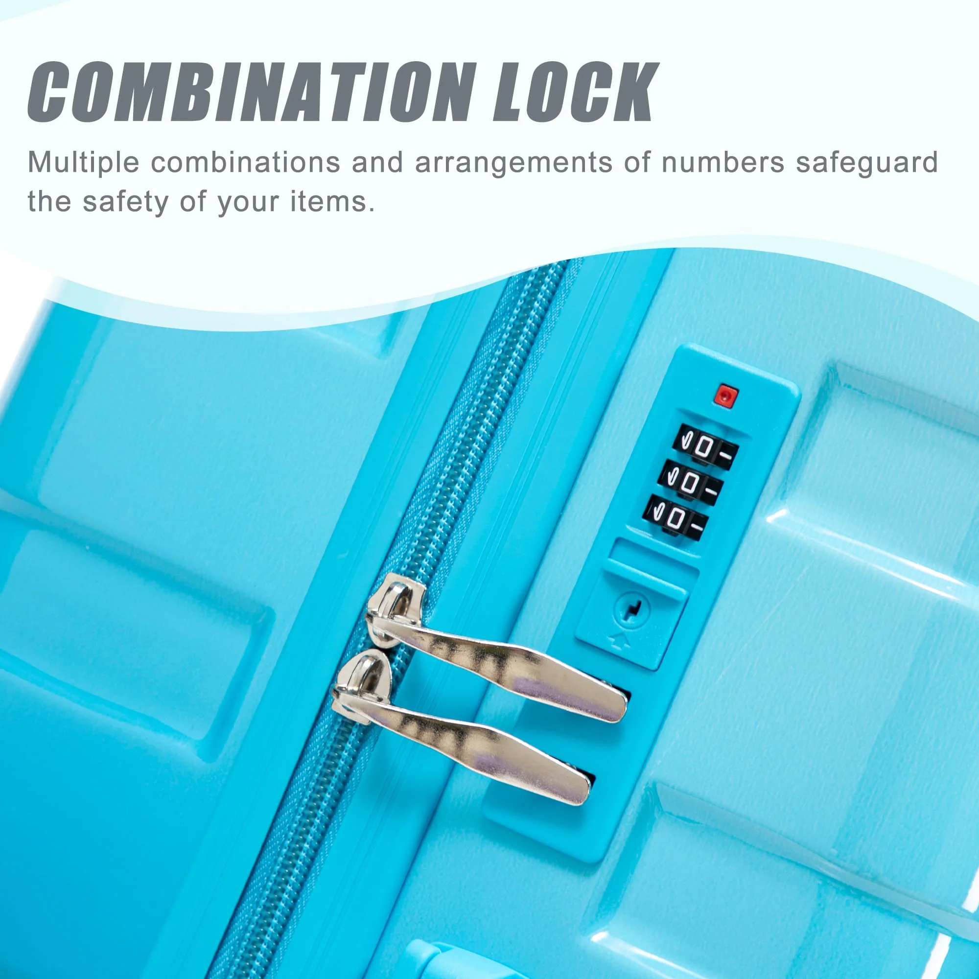 20"/24"/28" 3 pcs/set in PC Spinner Wheel Luggage, Carry on Suitcase, With Gradient Color and Combination Lock(Navy+Light Blue) - Image 4