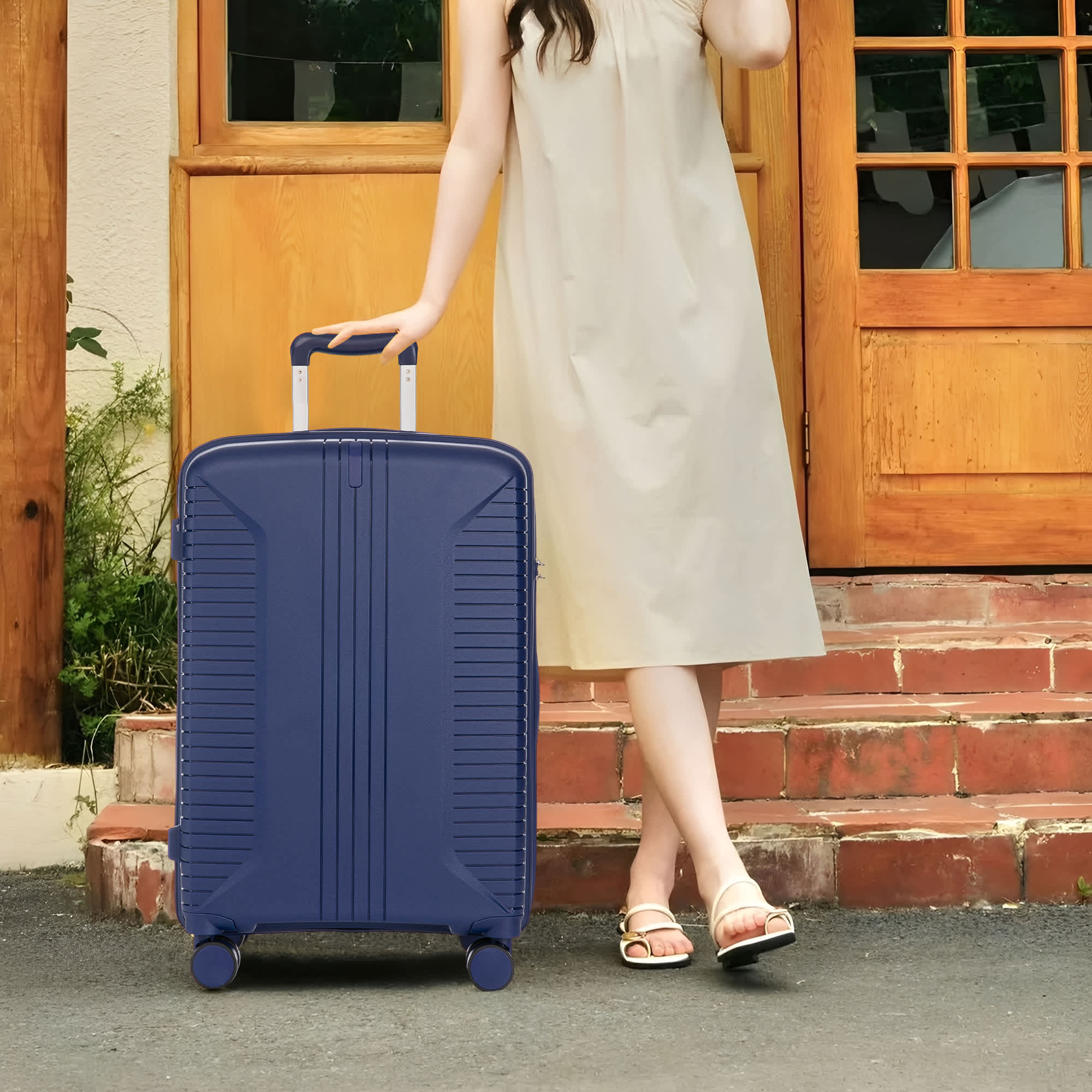 20"/24"/28" 3 pcs/set in PP Spinner Wheel Luggage, Carry on Suitcase, Matching Color, Combination Lock (Blue) - Image 4