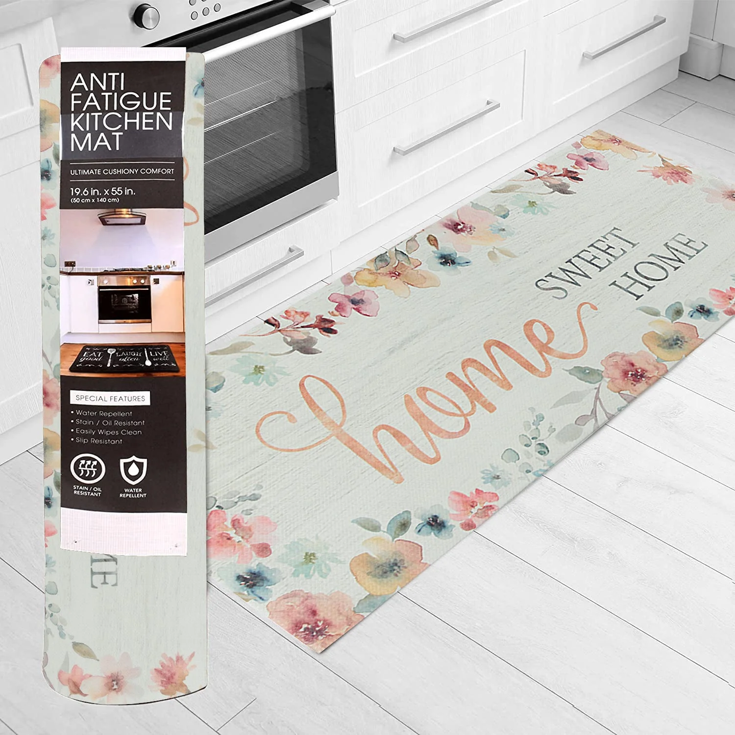 20" x 55" Chic Anti-Fatigue Memory Foam Kitchen Runner Mat (Home Sweet Home) - Image 6