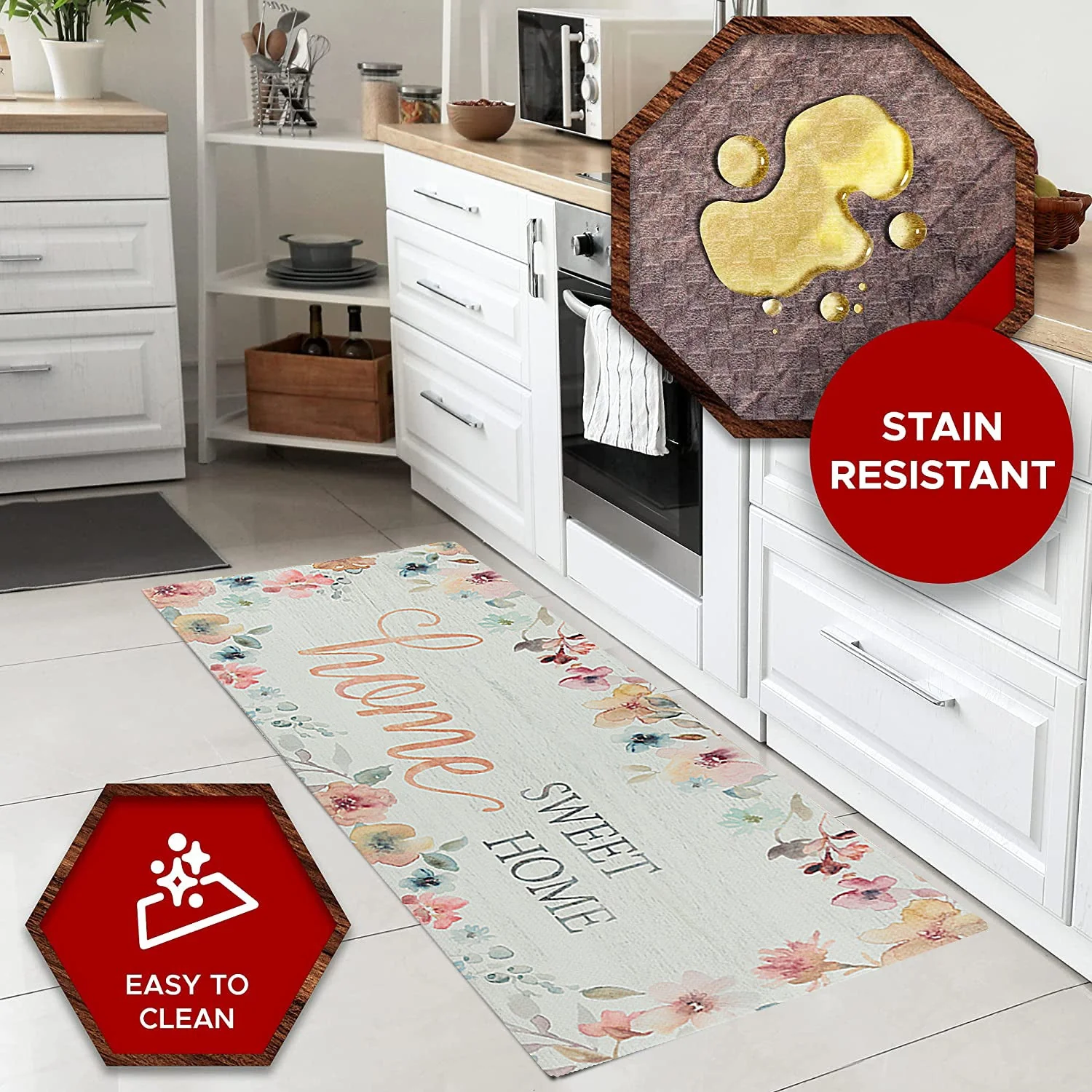 20" x 55" Chic Anti-Fatigue Memory Foam Kitchen Runner Mat (Home Sweet Home) - Image 8