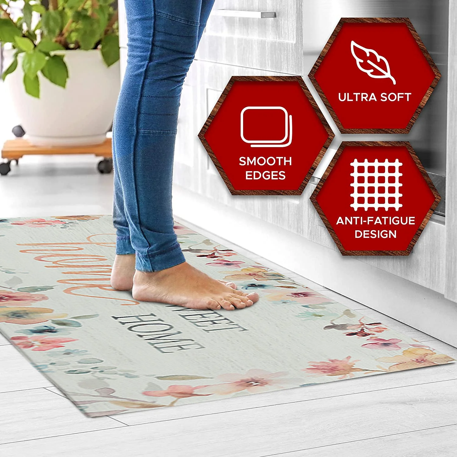 20" x 55" Chic Anti-Fatigue Memory Foam Kitchen Runner Mat (Home Sweet Home) - Image 9