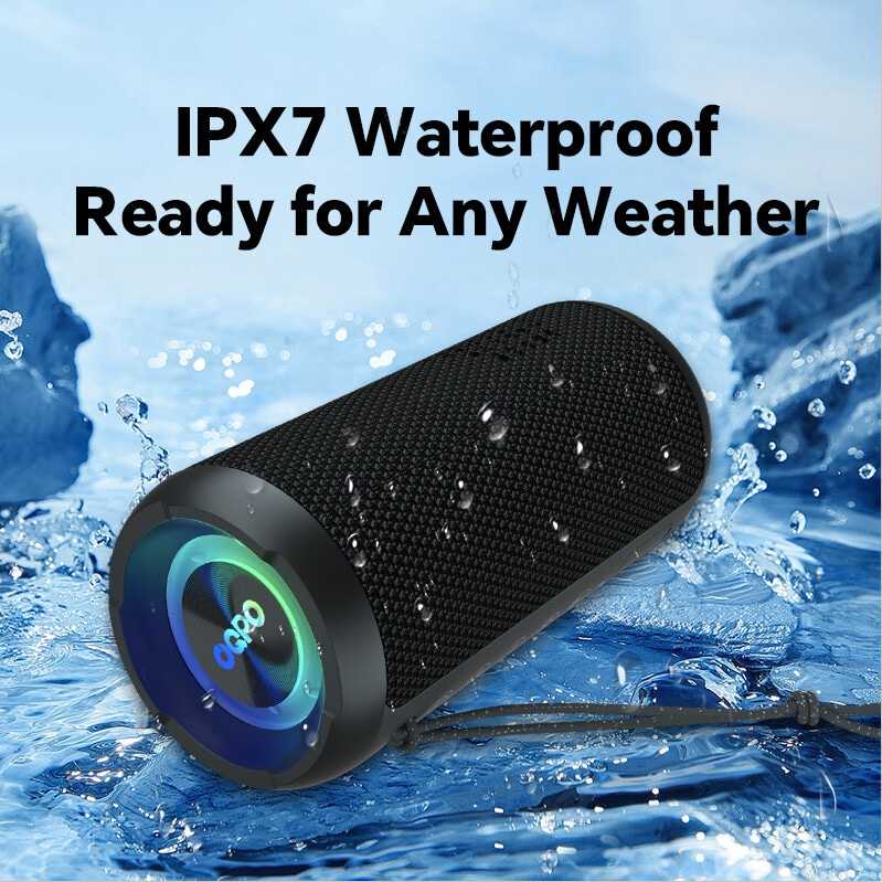 4 Supply Oqpo X10 Portable Outdoor Speakers, Ipx7 Waterproof Wireless Speaker With 24W Loud Stereo Sound, Deep Bass, Wireless 5.3, Rgb Lights, Dual Pairing, 30H Playtime For Home, Outdoor, Party