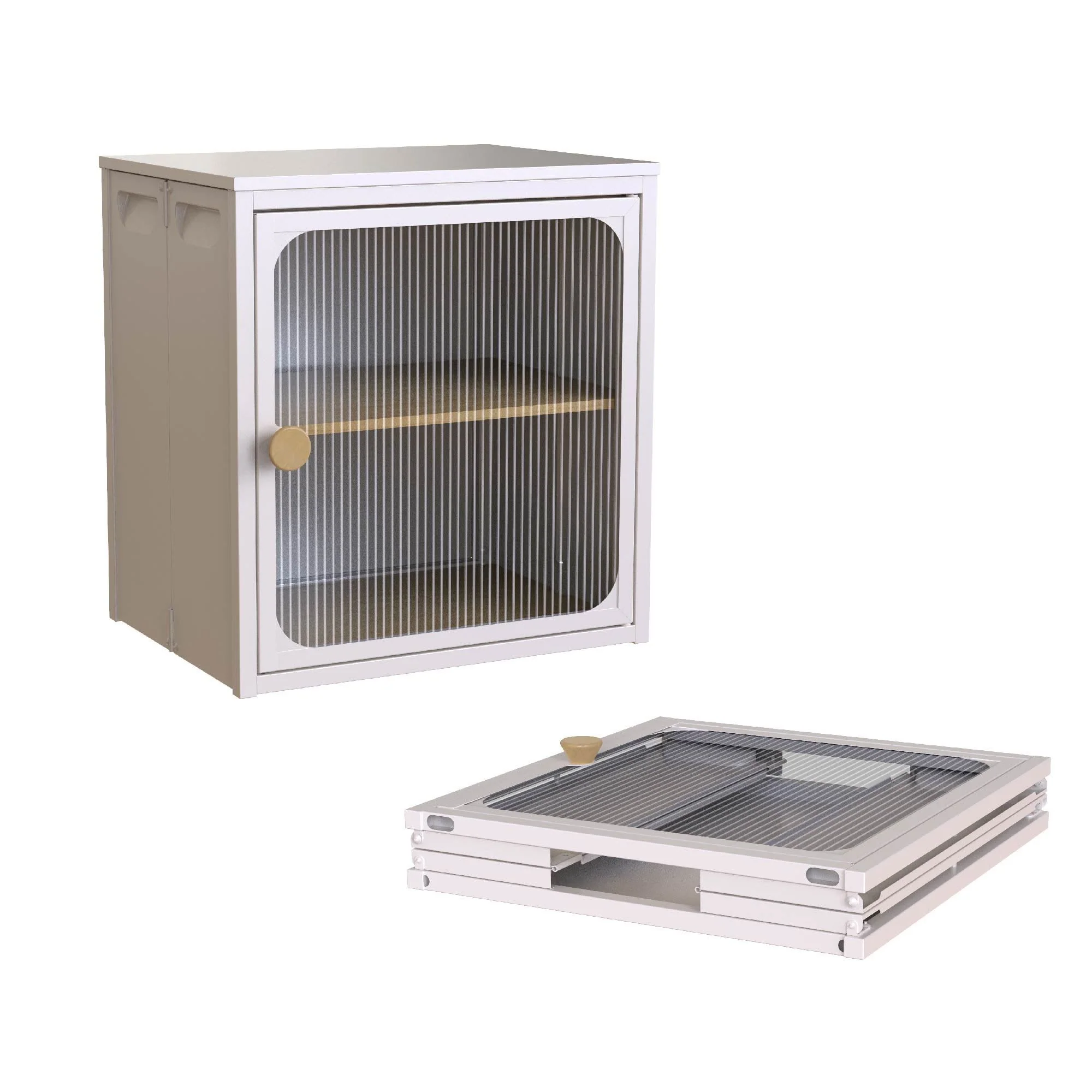 4 Supply Single Sturdy & Convenient Foldable Cabinet, Durable Steel-Wood Combo With Anti-Slip Design & Quick Fold & Install, Easy To Diy Storage Container With Door - Image 2