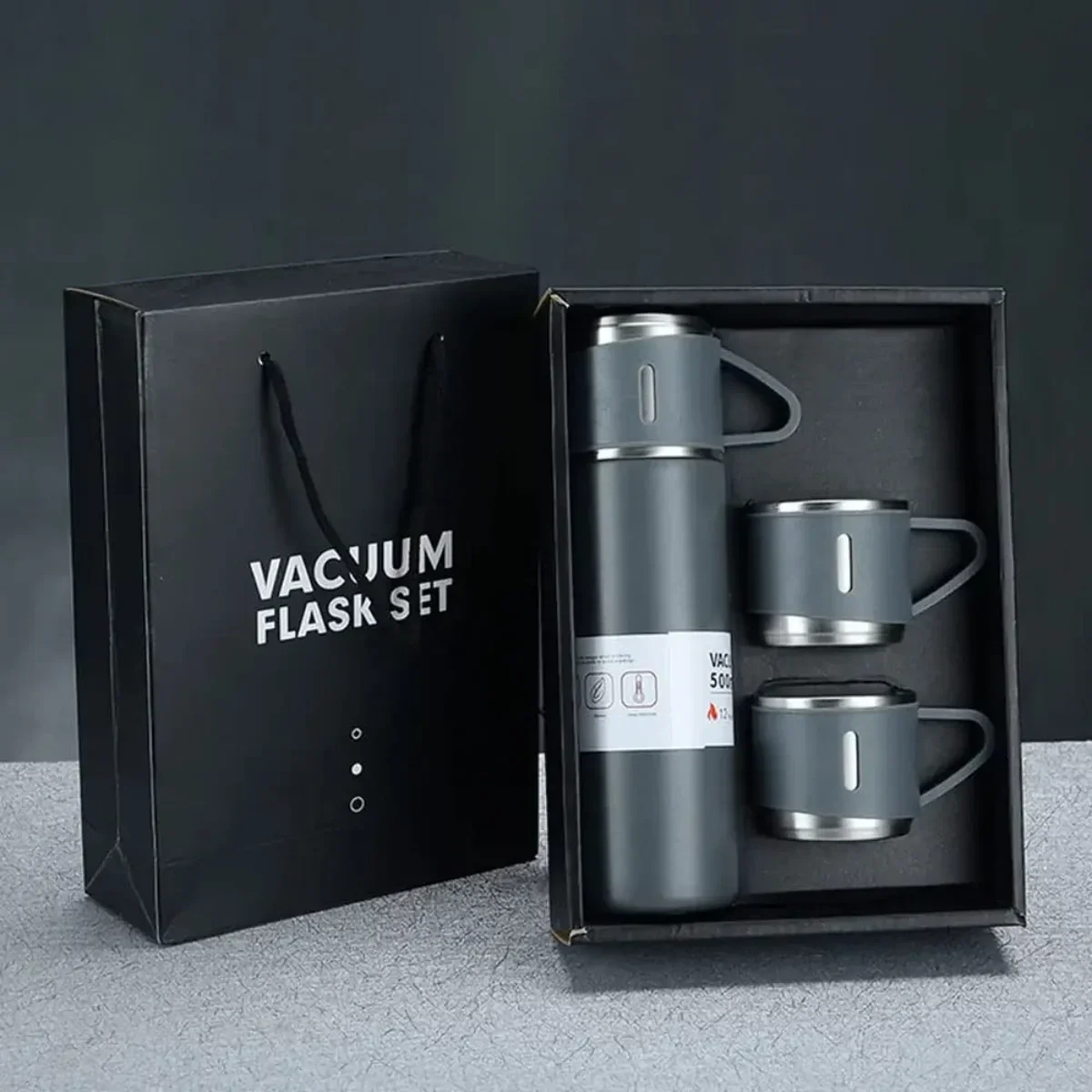 500ml Vacuum Insulated Stainless Steel Thermos with 3 Lids - Image 3