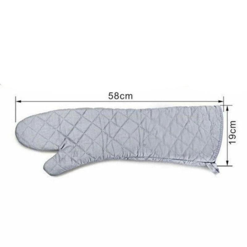 58cm Oven Gloves Long Oven Mitt Kitchen Glove BBQ Heat-resistant Cotton Cooking Barbecue Baking Tools Kitchen Accessories Heat Resistant Cooking Oven Gloves Can be Used for Grilling Cooking BBQ - Image 5
