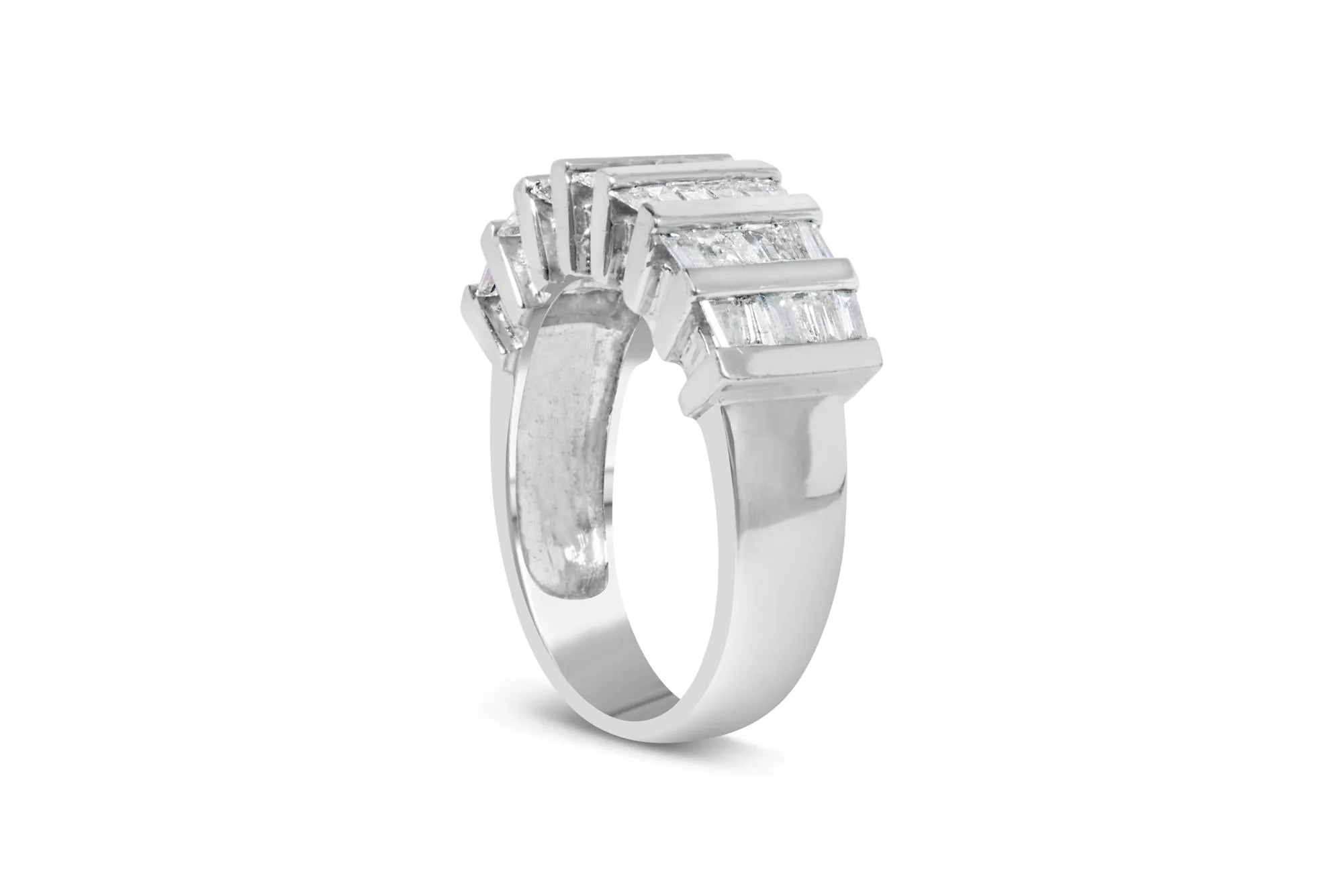 .925 Sterling Silver 1.0 Cttw Baguette Cut Diamond Vertical Channel Fluted Multi-Row Unisex Fashion Wedding Ring (H-I Color, I1-I2 Clarity) - Image 5