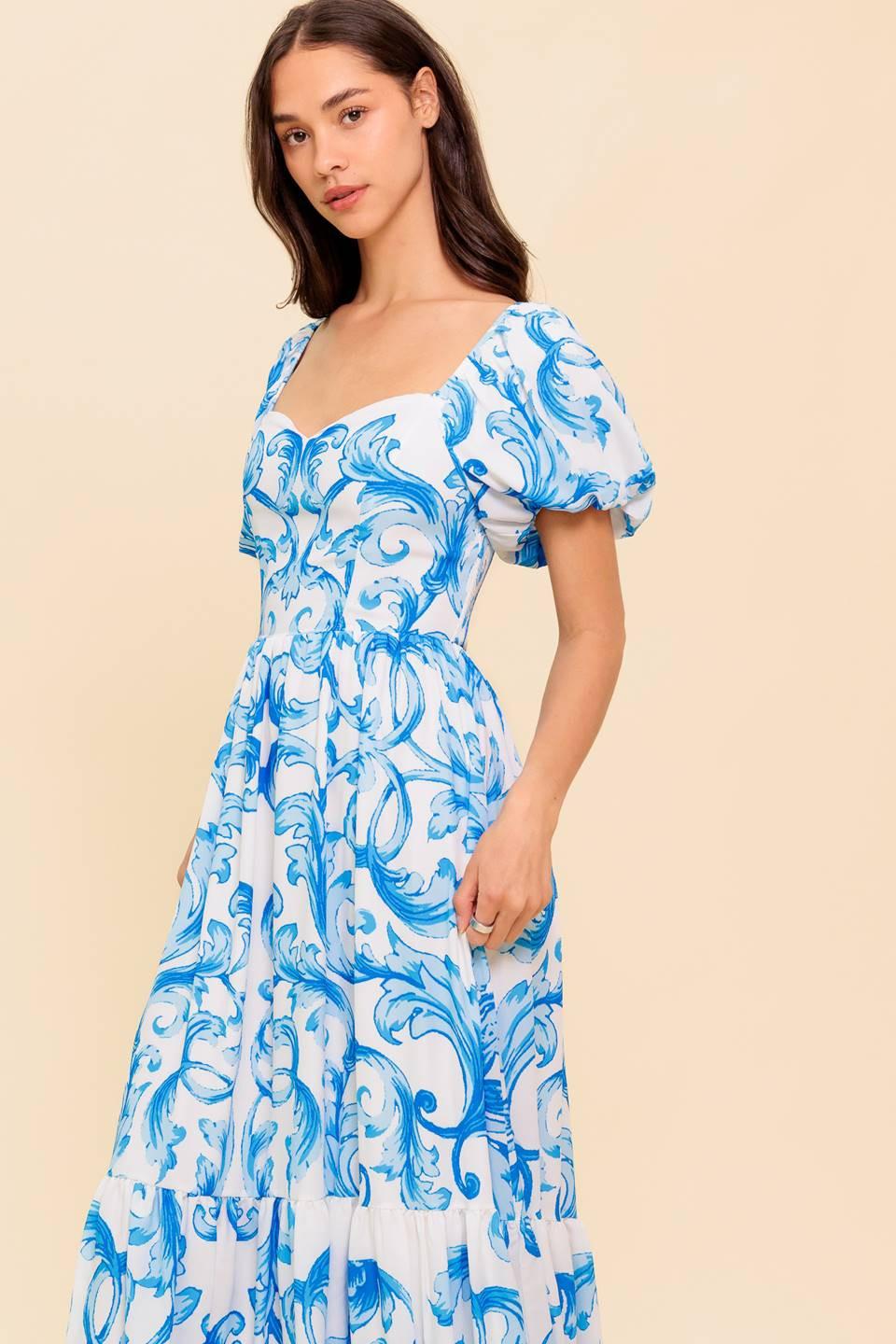 A Work of Art Blue Woven Midi Dress - Image 6
