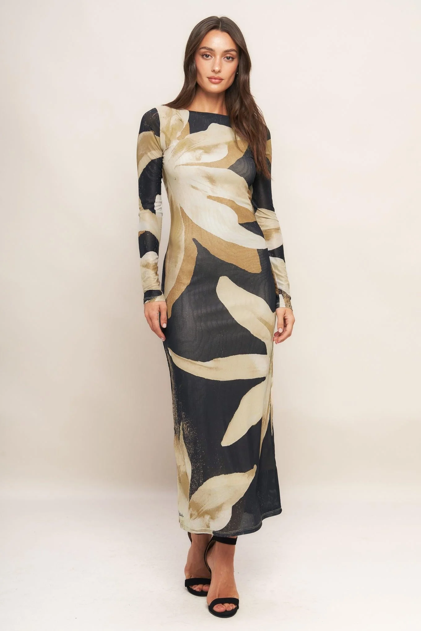 Abstract Botanica Power Mesh Midi Dress - Image 7