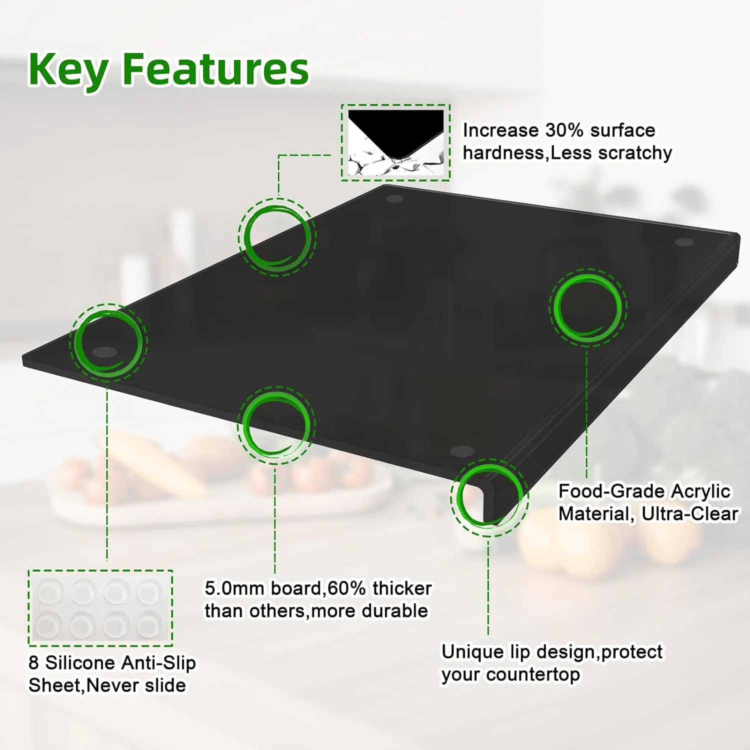 Acrylic Countertop Protective Cutting Board - Non-Slip Thickened Kitchen Mat - Image 4