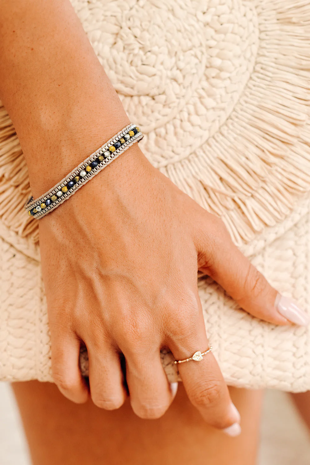 Adjustable Draw-cord Crystal Beading Bracelet - Image 3