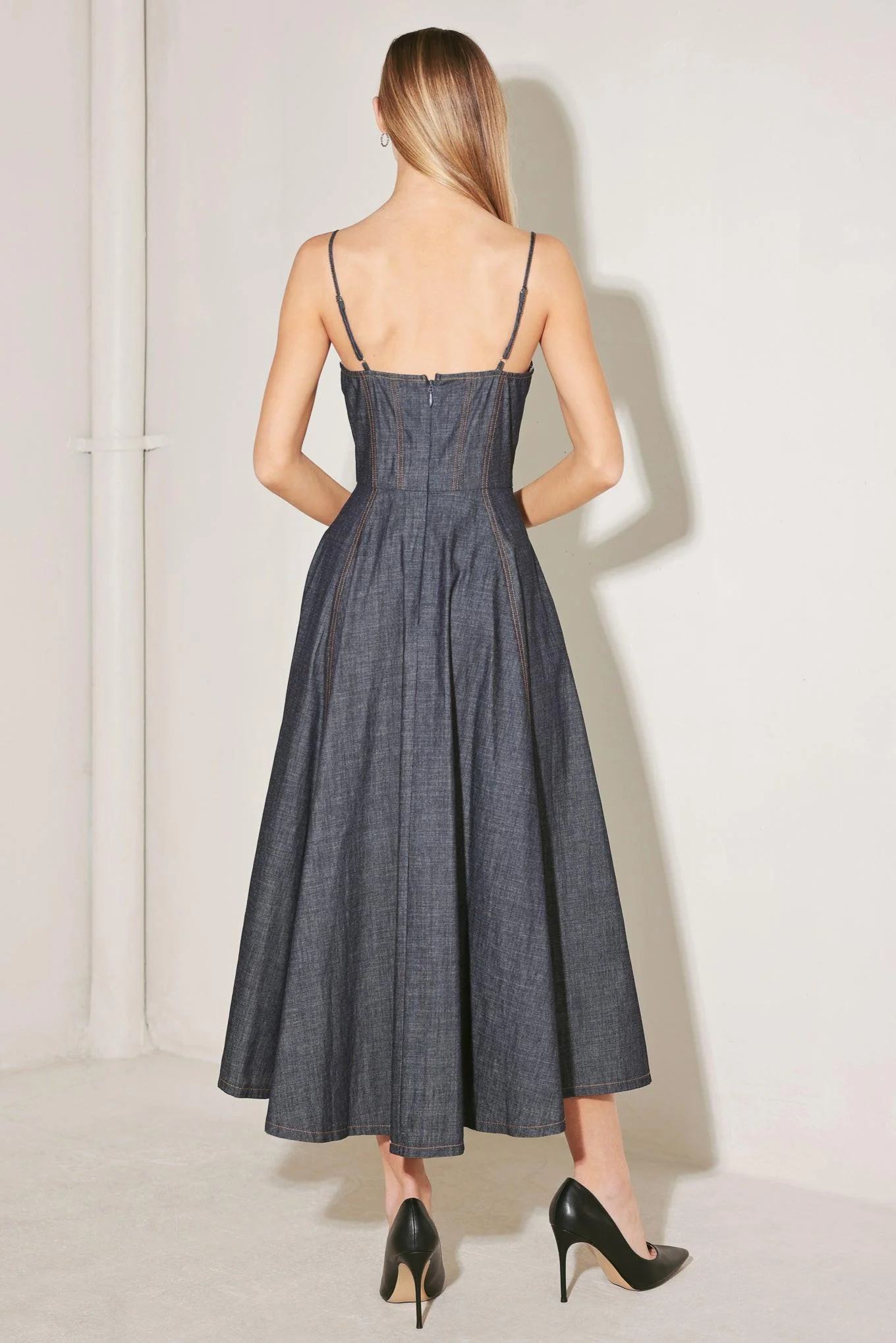 After Hours Serenade Denim Midi Dress - Image 2