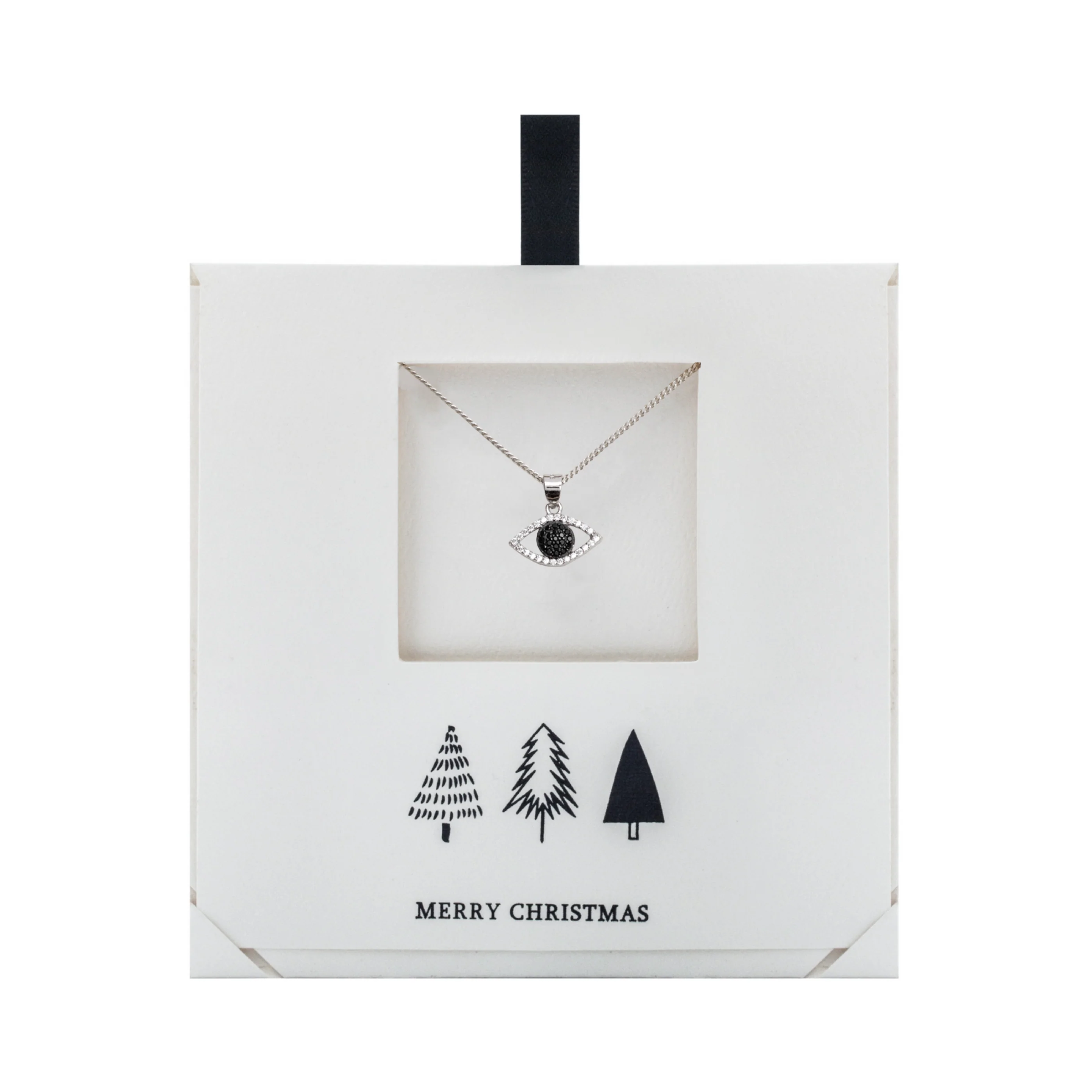 Ag Sterling Cubic Zirconia Evil Eye Pendant Necklace on Holiday Card