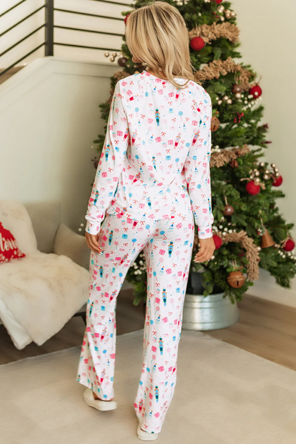 Threaded Pear Alana Christmas Pattern Long Sleeve Top - Image 2