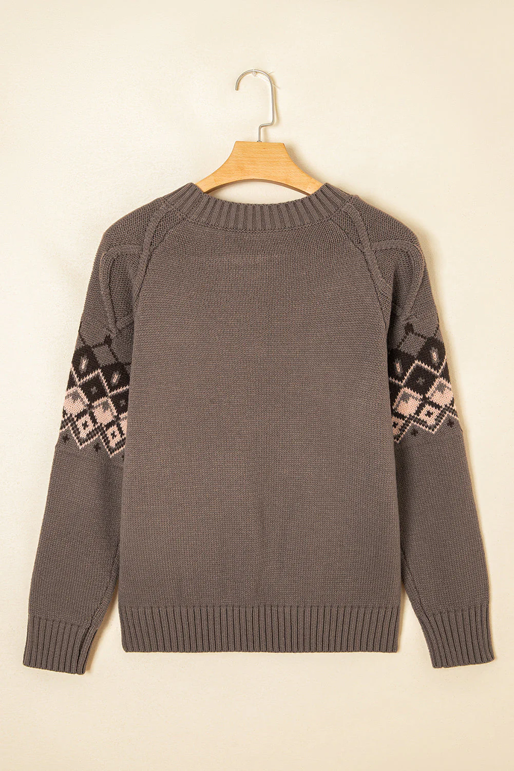 Threaded Pear Alana Western Geometric Patterned Crew Neck Knitted Sweater - Image 8