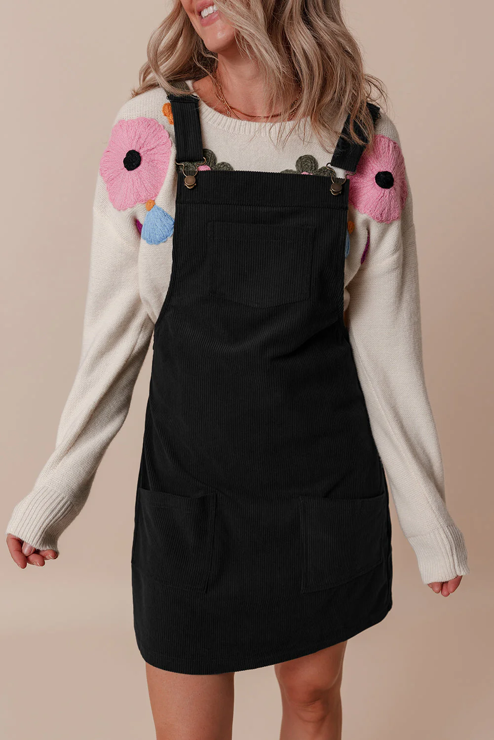 Threaded Pear Alexis Front Pockets Corduroy Overall Dress - Image 11