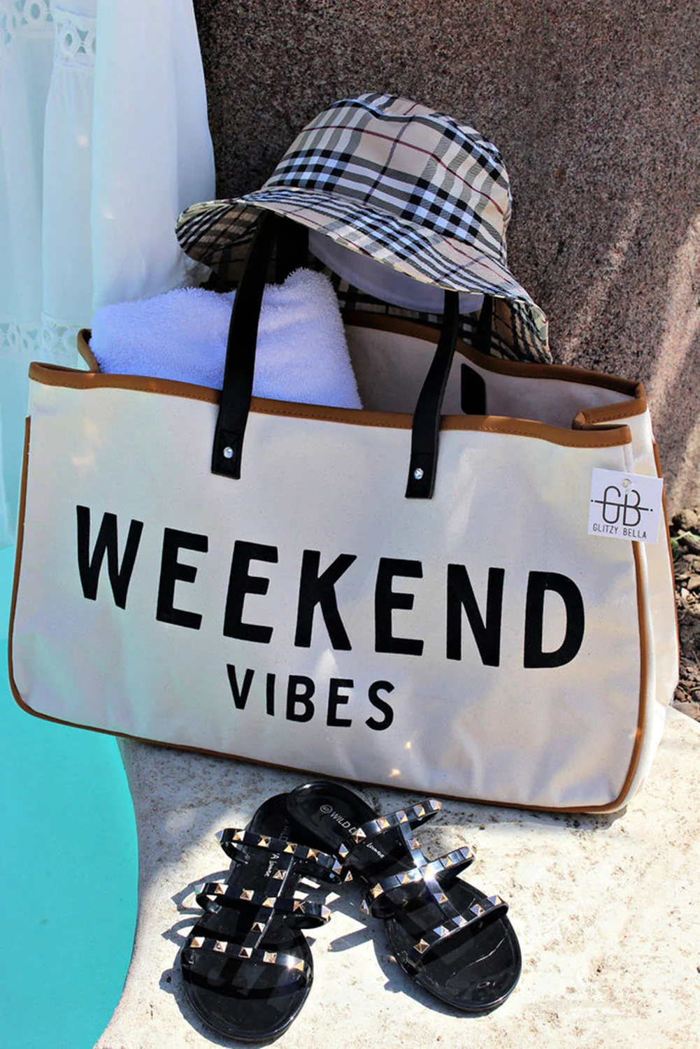 Threaded Pear Alicia WEEKEND VIBES Canvas Tote - Image 3