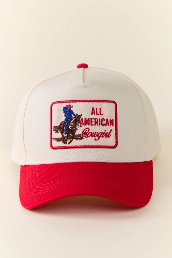 All American Cowgirl Red Trucker Hat - Image 3