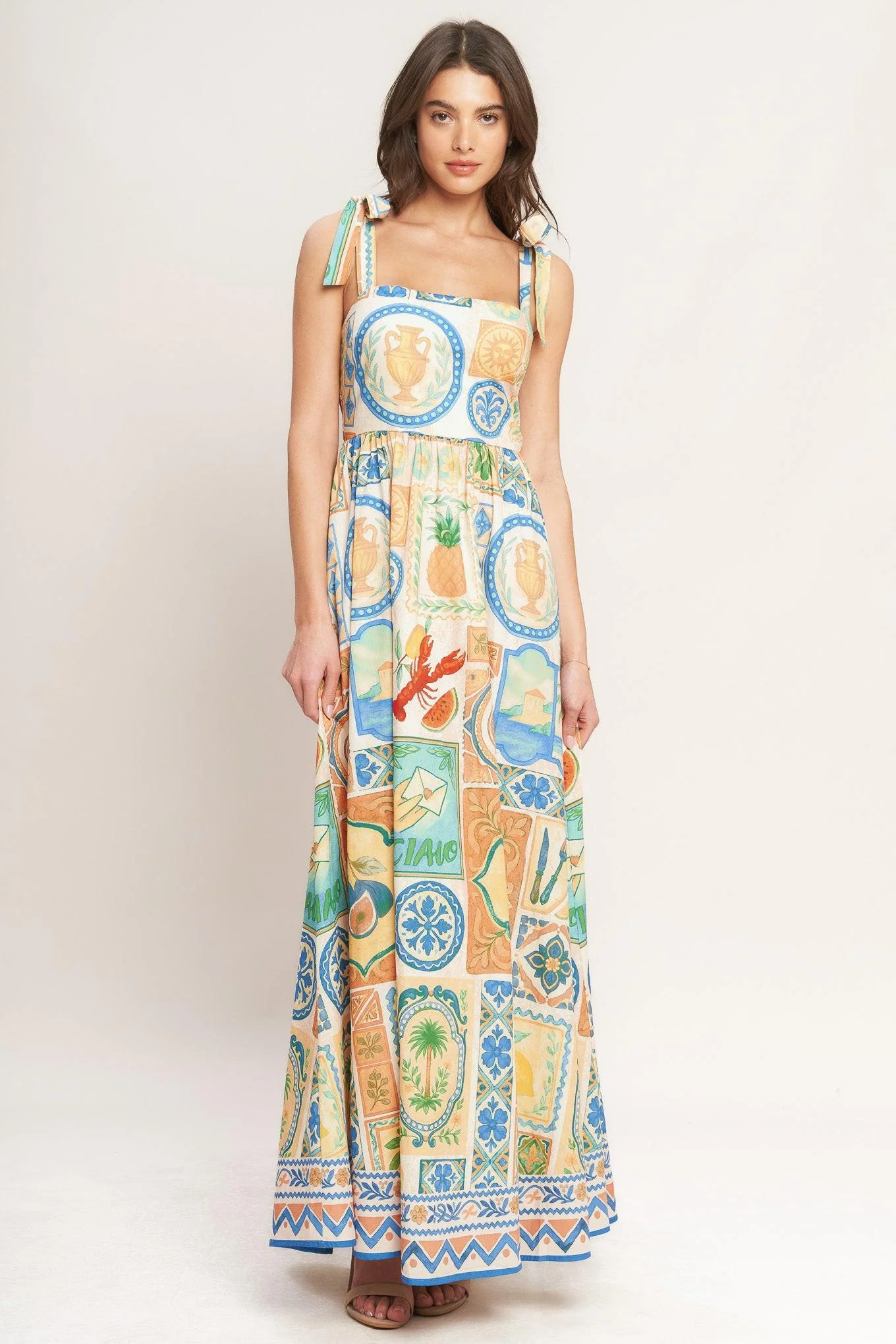 Amalfi Postcard Woven Maxi Dress - Image 7