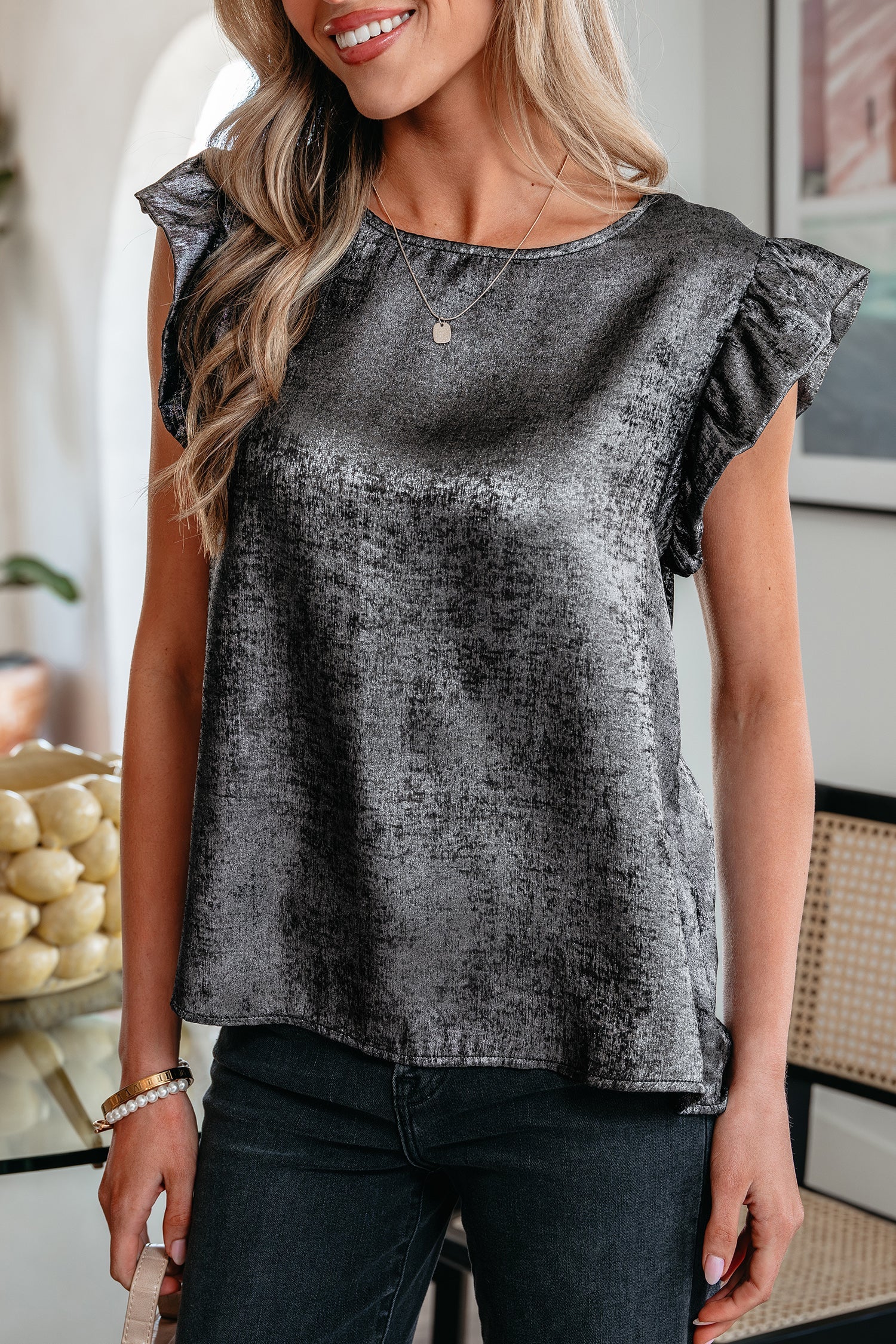 Threaded Pear Amelia Ruffle Trim Sleeveless Top - Image 5