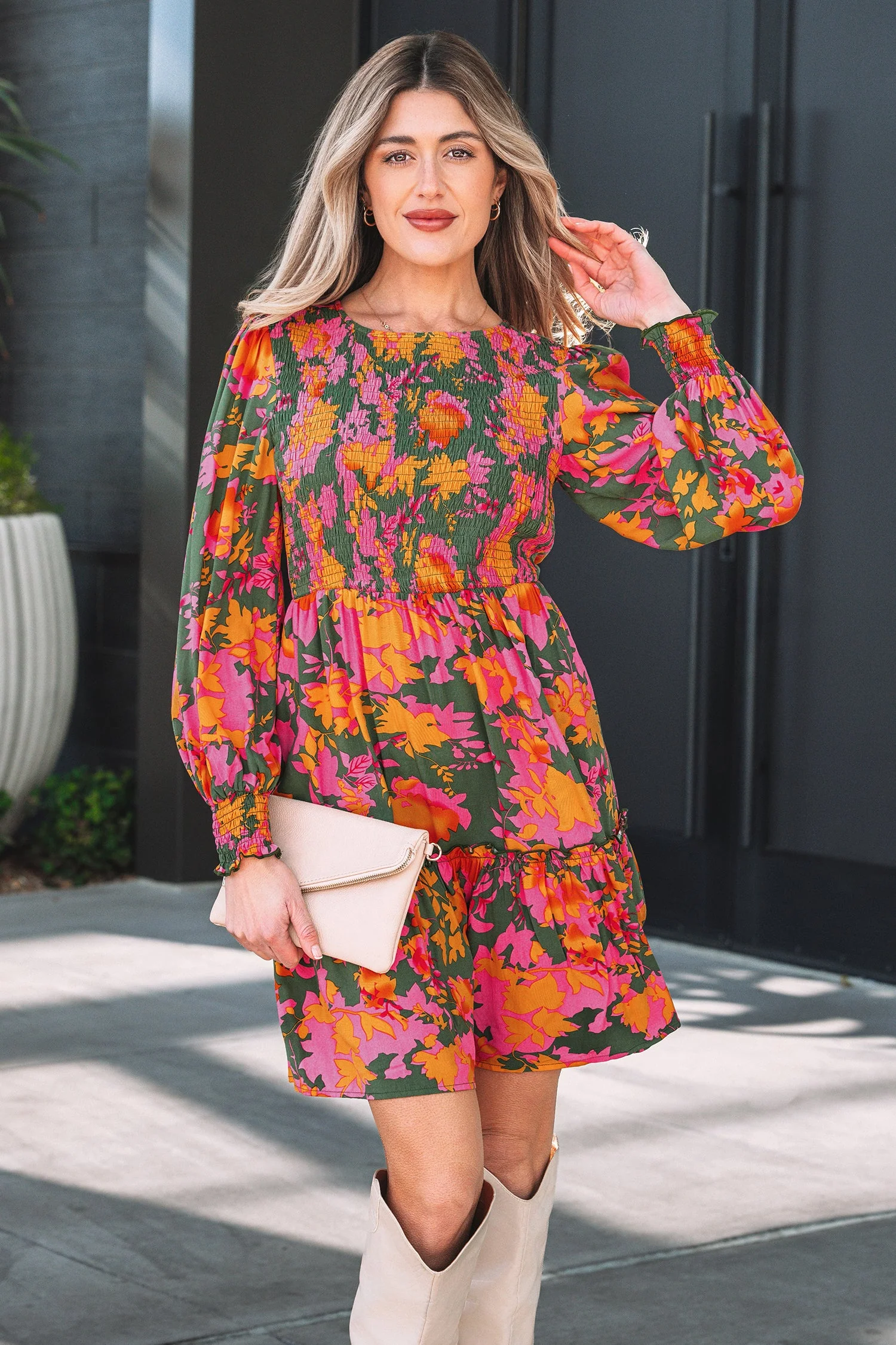 Threaded Pear Anna Smocked Ruffled Mini Dress - Image 4