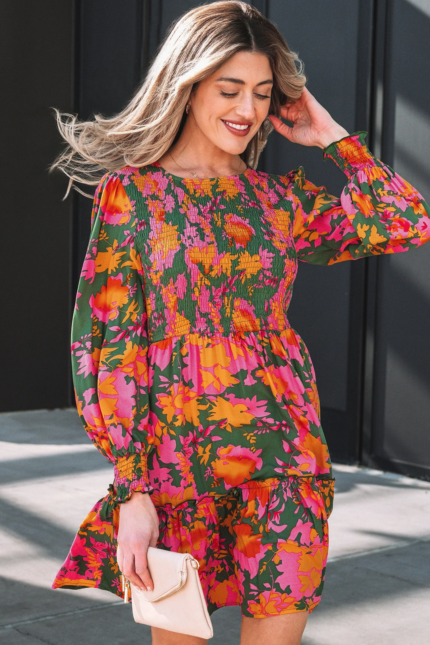 Threaded Pear Anna Smocked Ruffled Mini Dress - Image 6