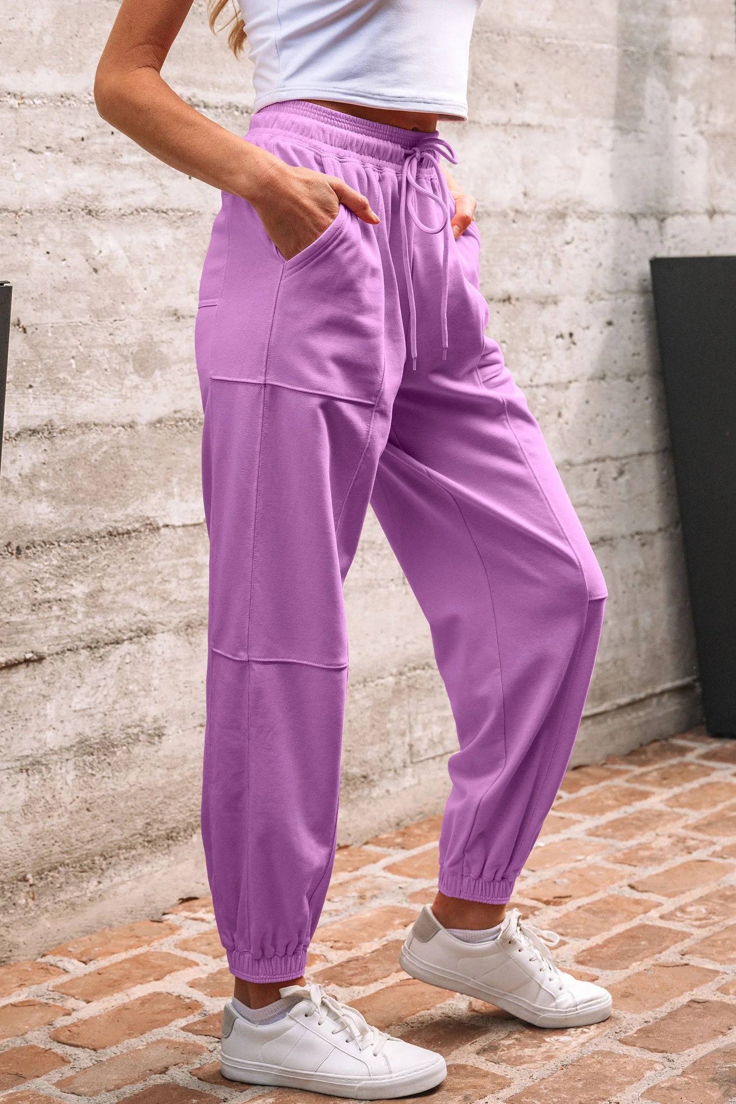 Threaded Pear Antonella Solid Color Jogger Pants - Image 3