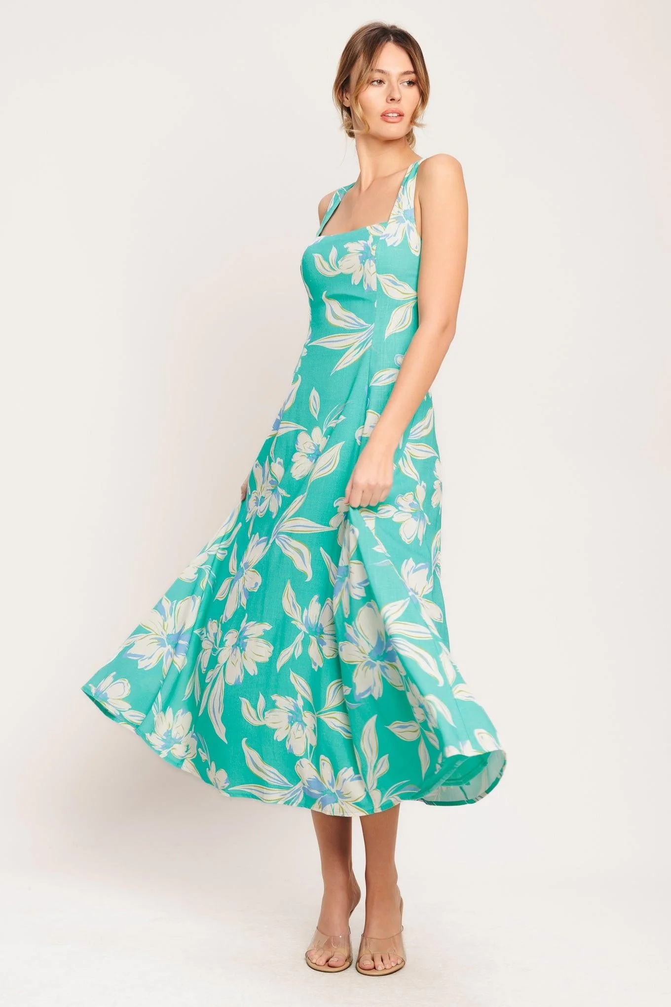 Aqua Daydream Woven Midi Dress - Image 3