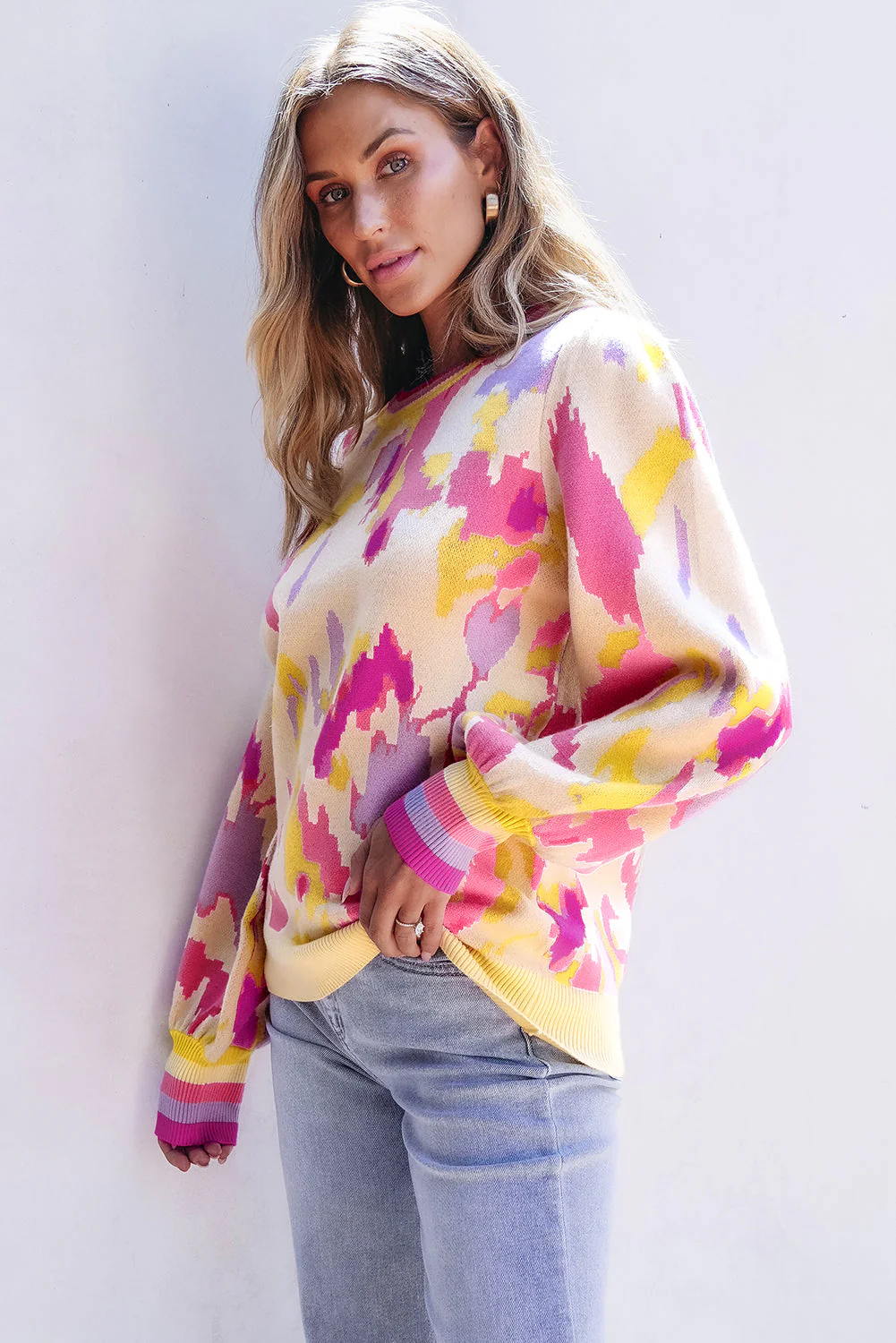 Threaded Pear Aria Colorblock Balloon Sleeve Sweater - Image 3