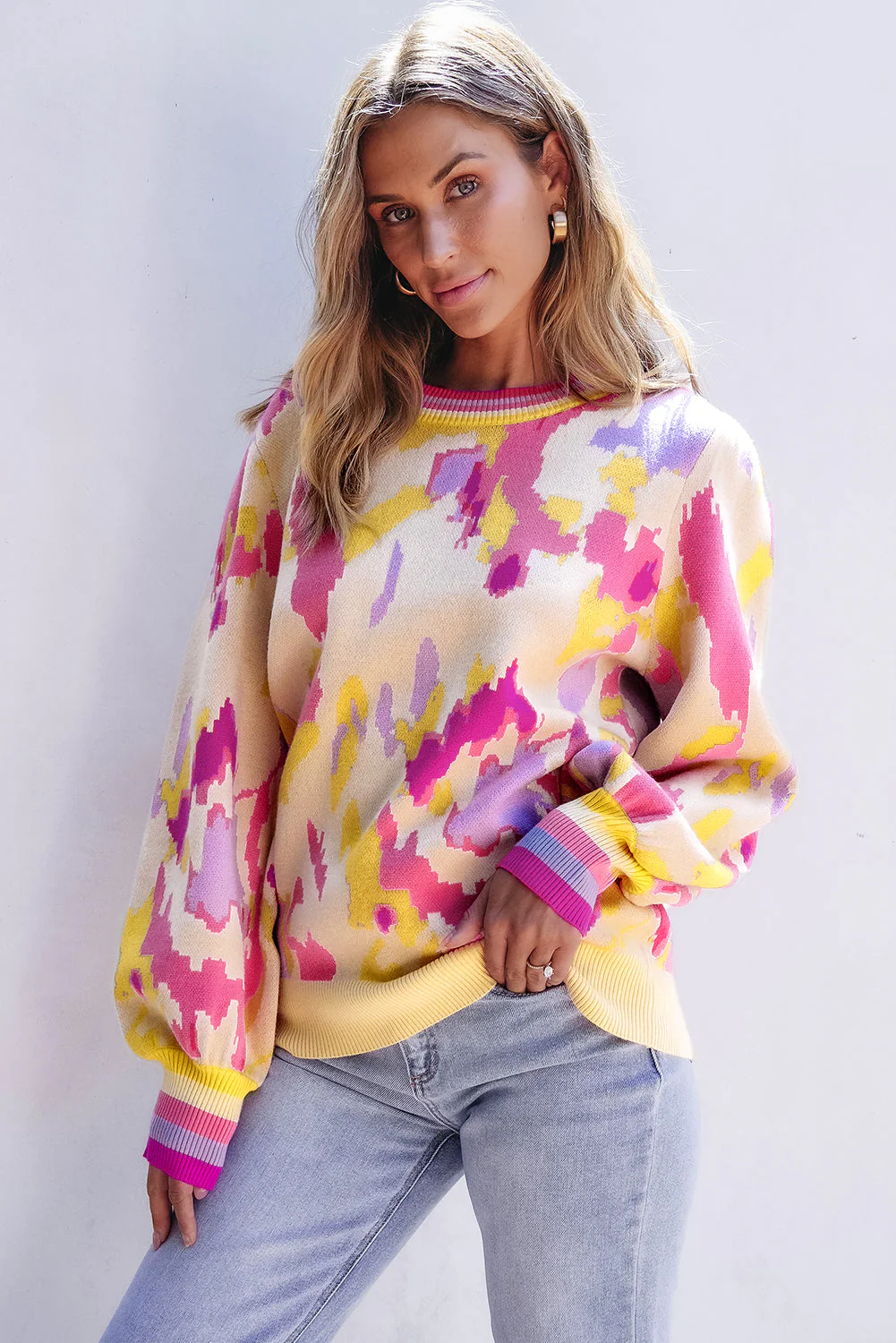 Threaded Pear Aria Colorblock Balloon Sleeve Sweater - Image 5