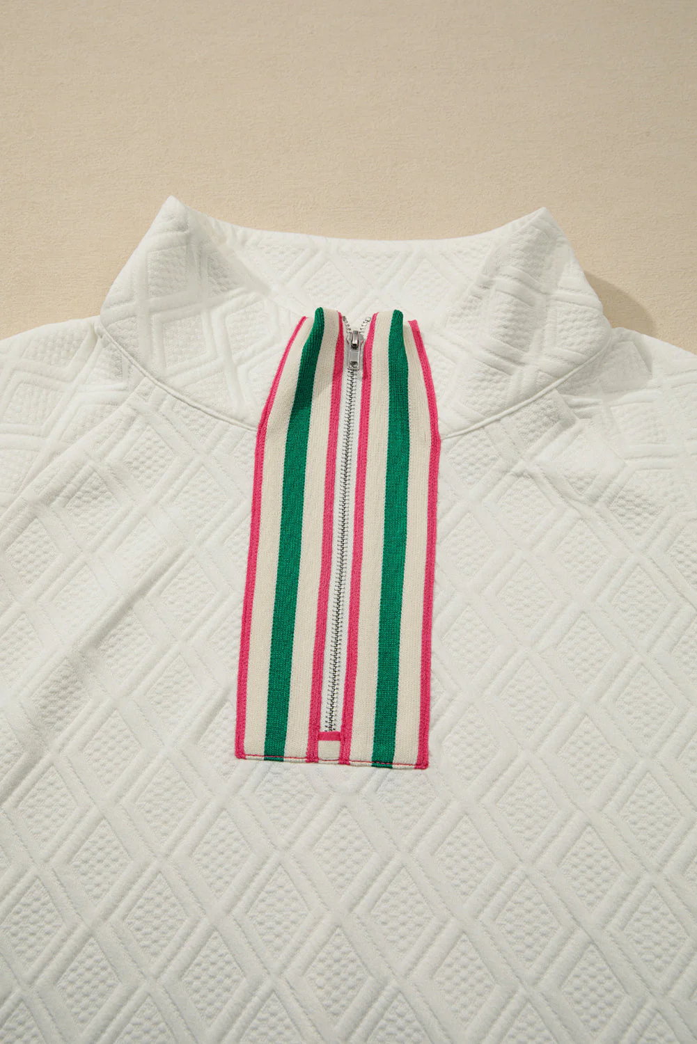 Threaded Pear Aria Striped Collar Baggy Sweatshirt - Image 9