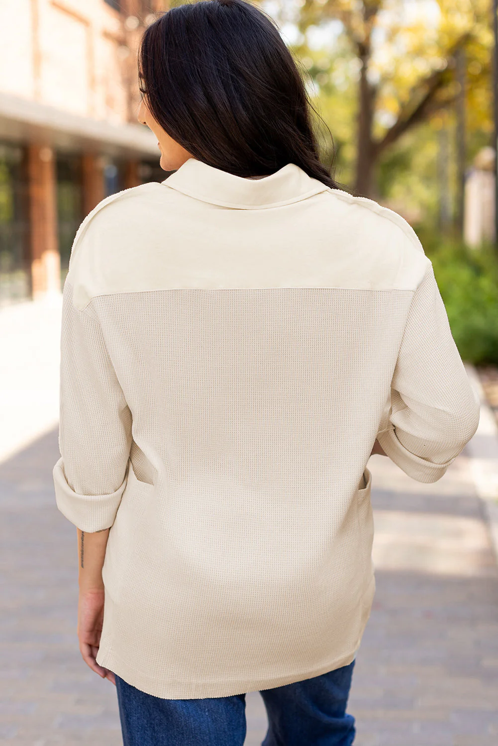 Threaded Pear Arianna Waffle Half Button Top. - Image 2